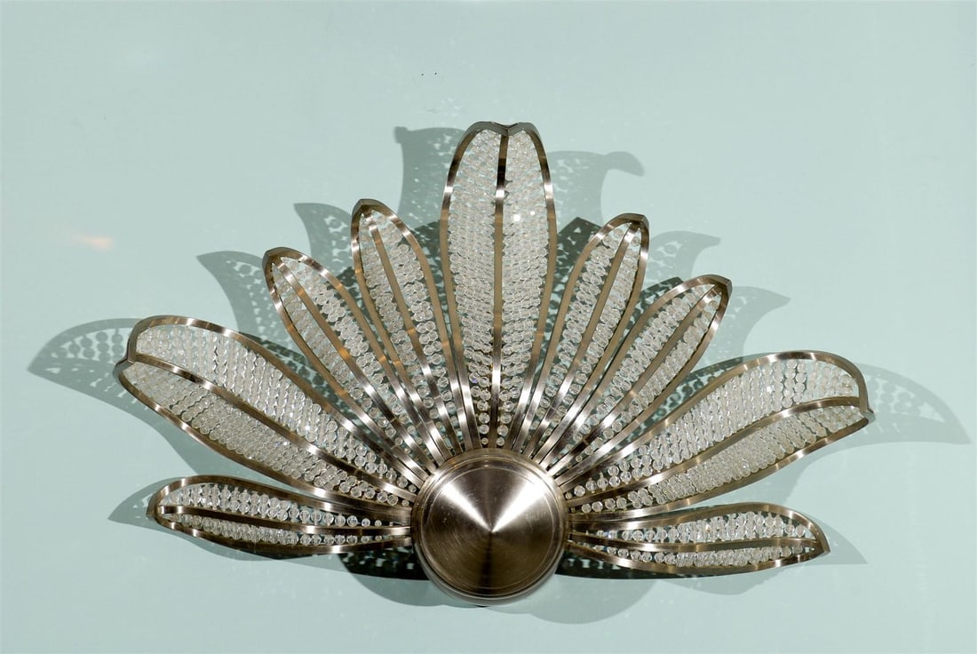 Pair of Mid 20th Century Modern Style Fanned Sconces, Wired - 4