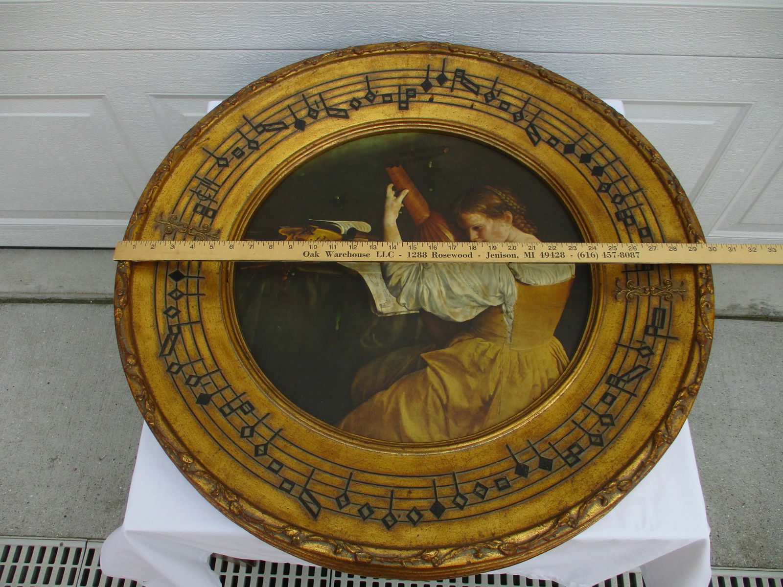 La Barge Gilded 30" Diameter Round Frame -The Lute Player - 12