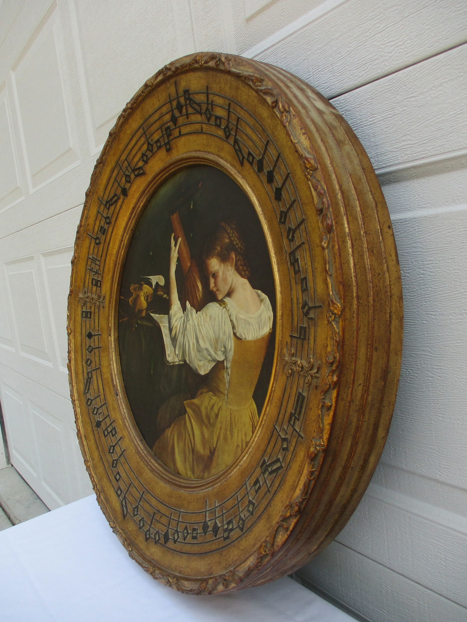 La Barge Gilded 30" Diameter Round Frame -The Lute Player - 2