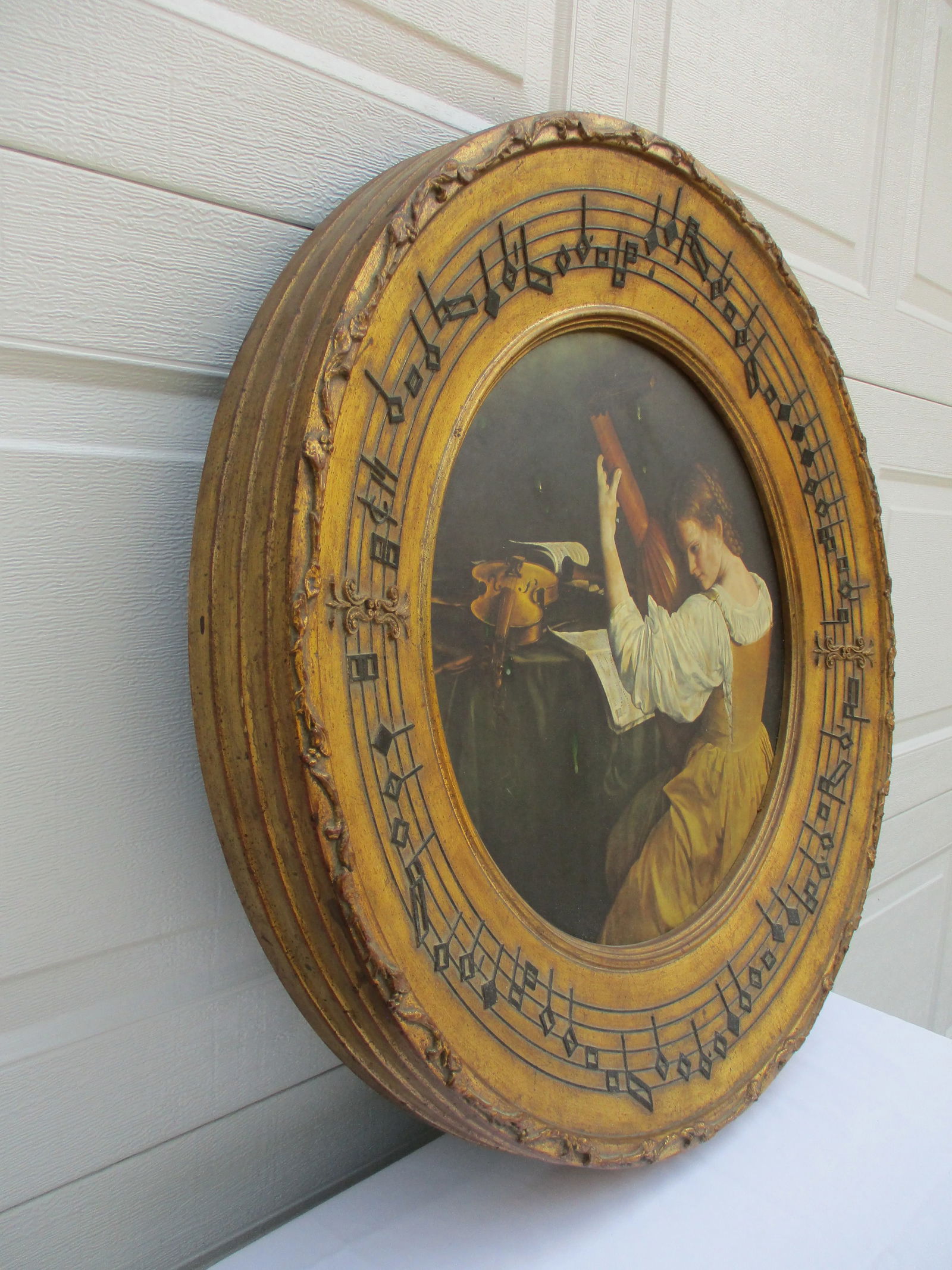 La Barge Gilded 30" Diameter Round Frame -The Lute Player - 5