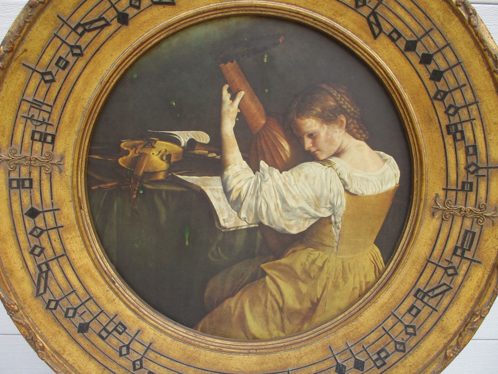 La Barge Gilded 30" Diameter Round Frame -The Lute Player - 7