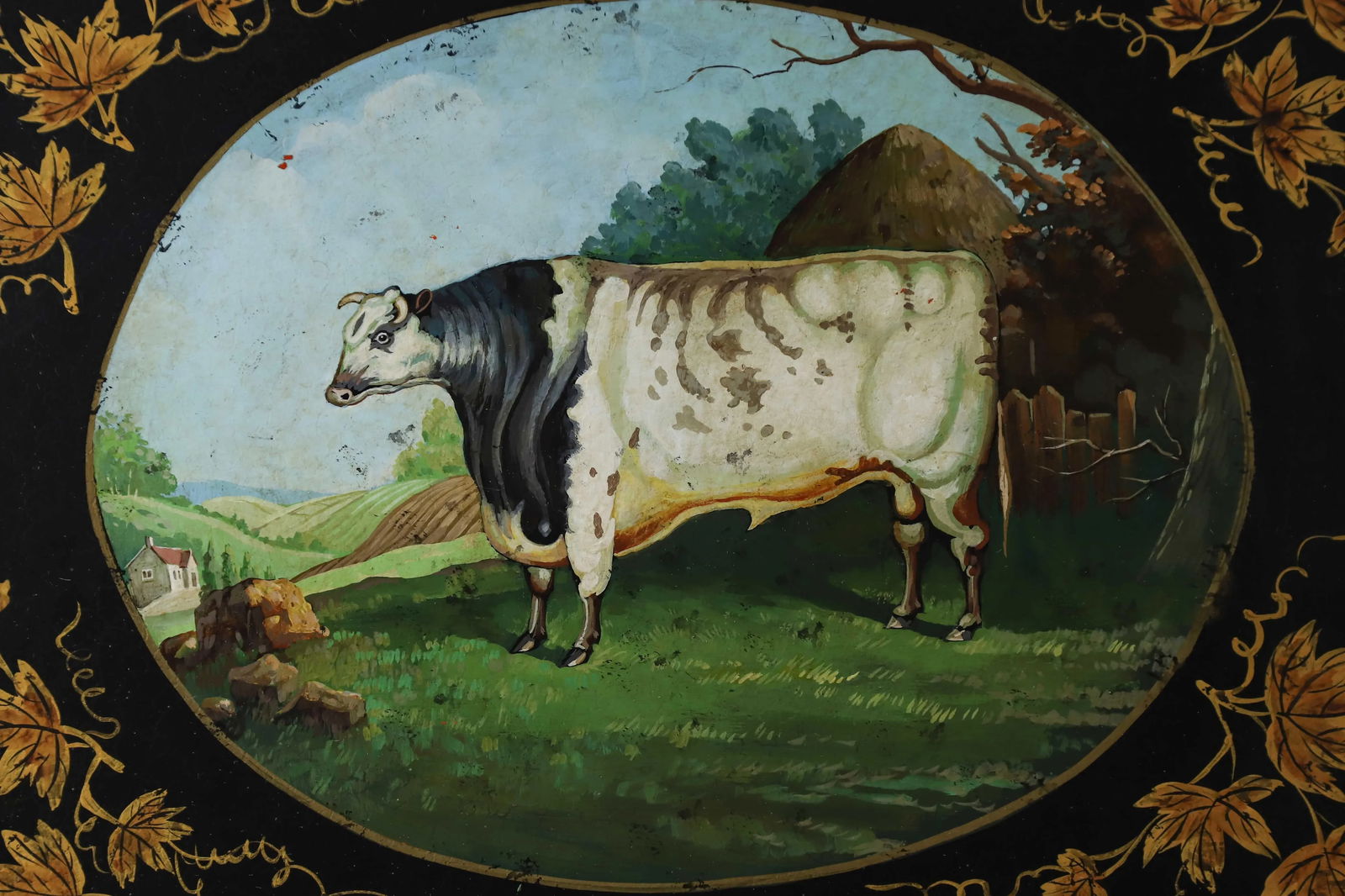 Vintage Farm Animal White Cow Tray - 2