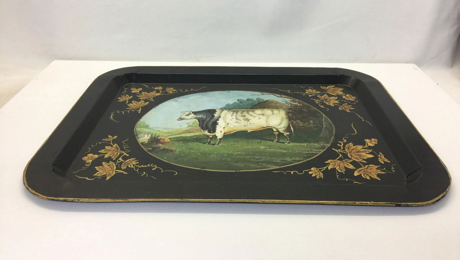 Vintage Farm Animal White Cow Tray - 3
