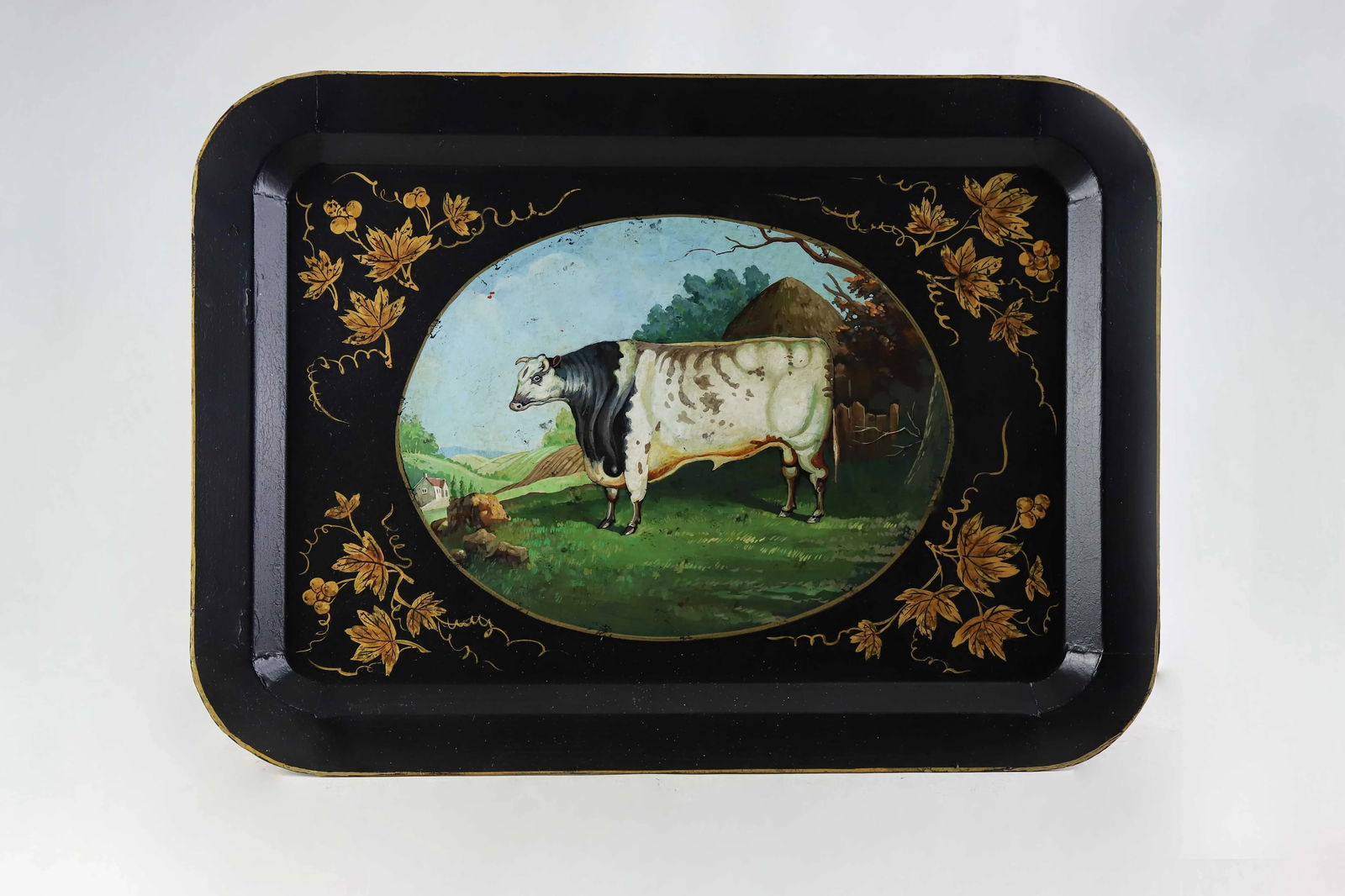 Vintage Farm Animal White Cow Tray - 6