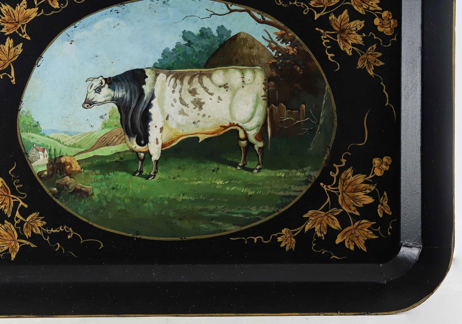 Vintage Farm Animal White Cow Tray - 7