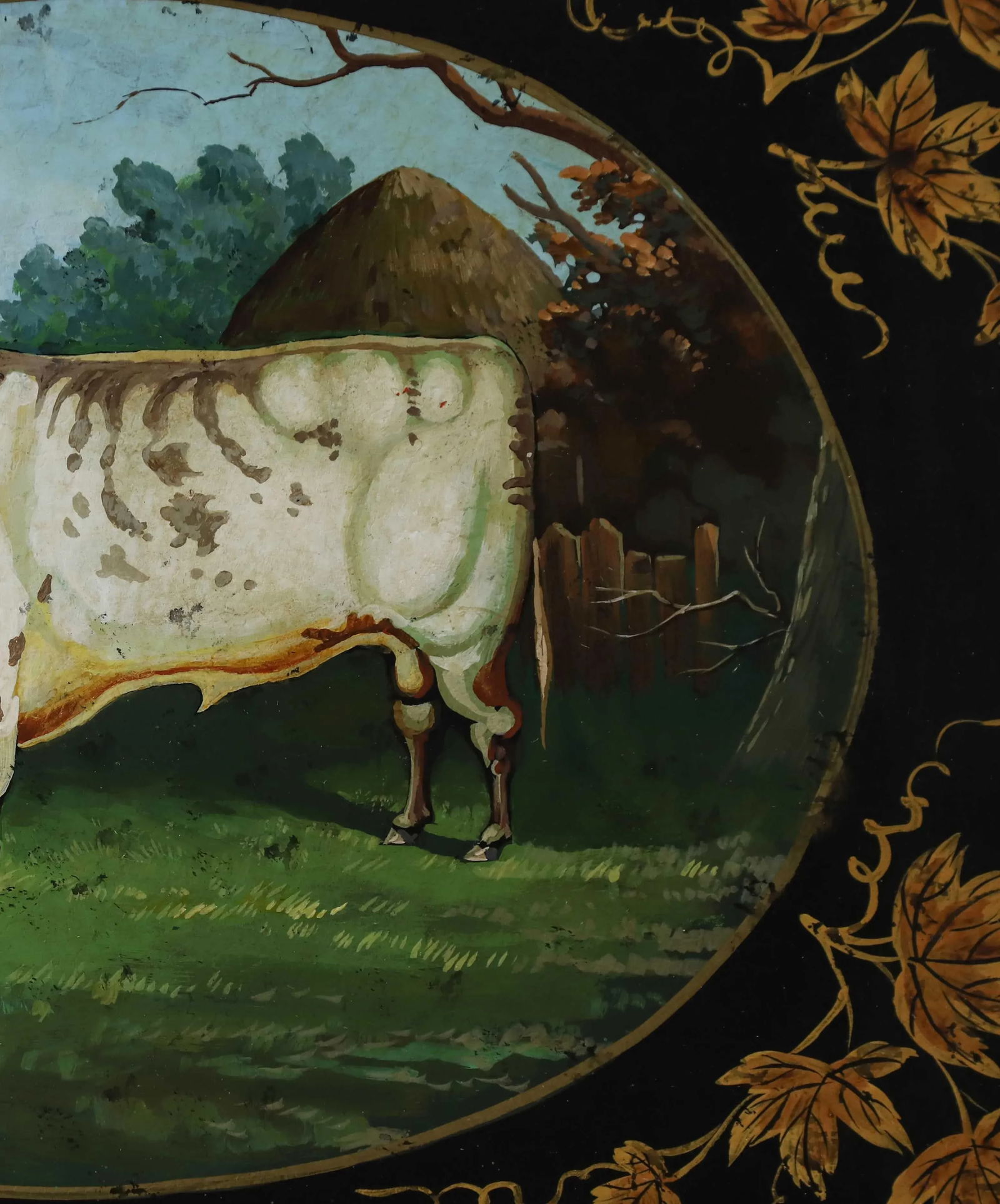 Vintage Farm Animal White Cow Tray - 9