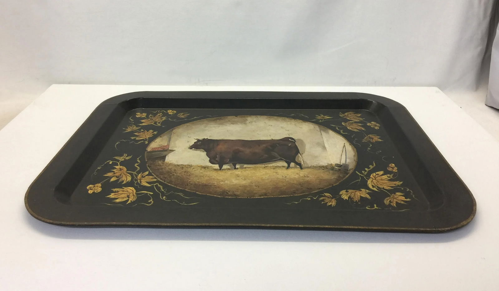 Vintage Farm Animal Tray Depicting Rustic Cow - 6
