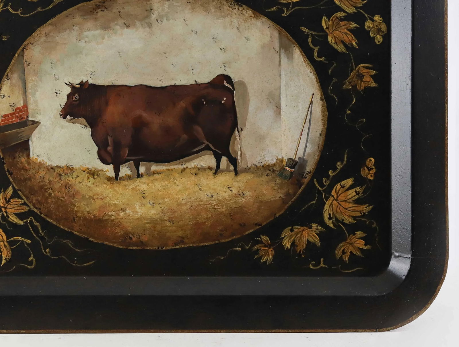 Vintage Farm Animal Tray Depicting Rustic Cow - 9