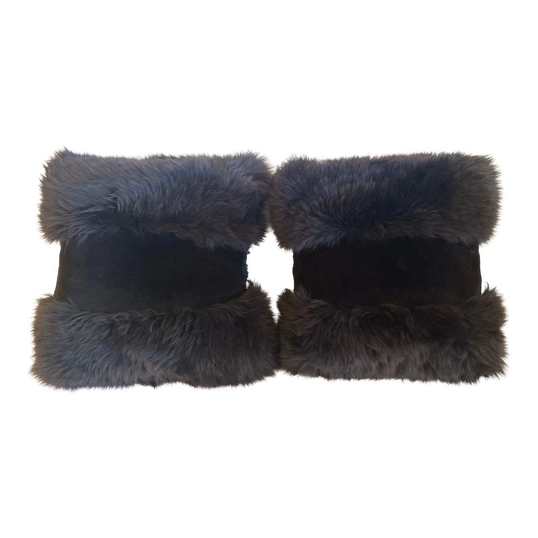 Handmade Shearling & Mixed Fur Pillows -A Pair: Pair of luscious luxurious chocolate brown fox, beaver and shearling pillows with down inserts. Condition: Alterations: Original Condition Unaltered Imperfections: Some Imperfections Condition