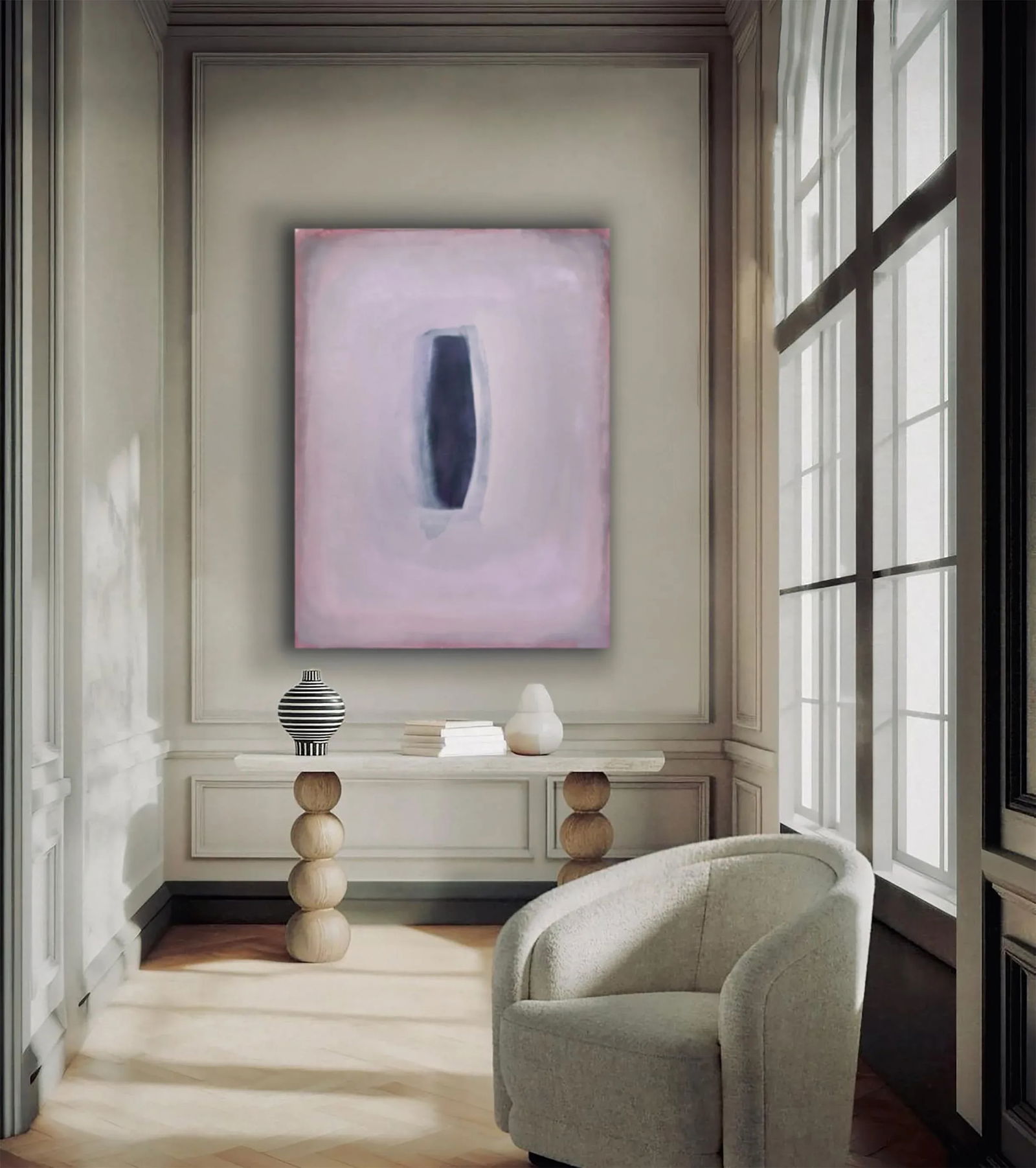 Conversation No.05 Dusty Mauve and Plum Minimalist Color Field Painting - 3