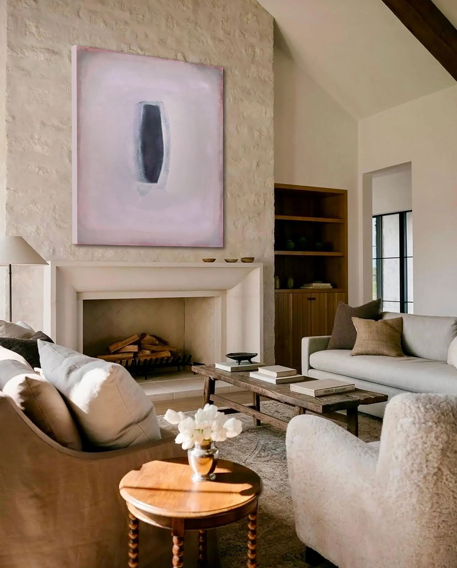 Conversation No.05 Dusty Mauve and Plum Minimalist Color Field Painting - 4