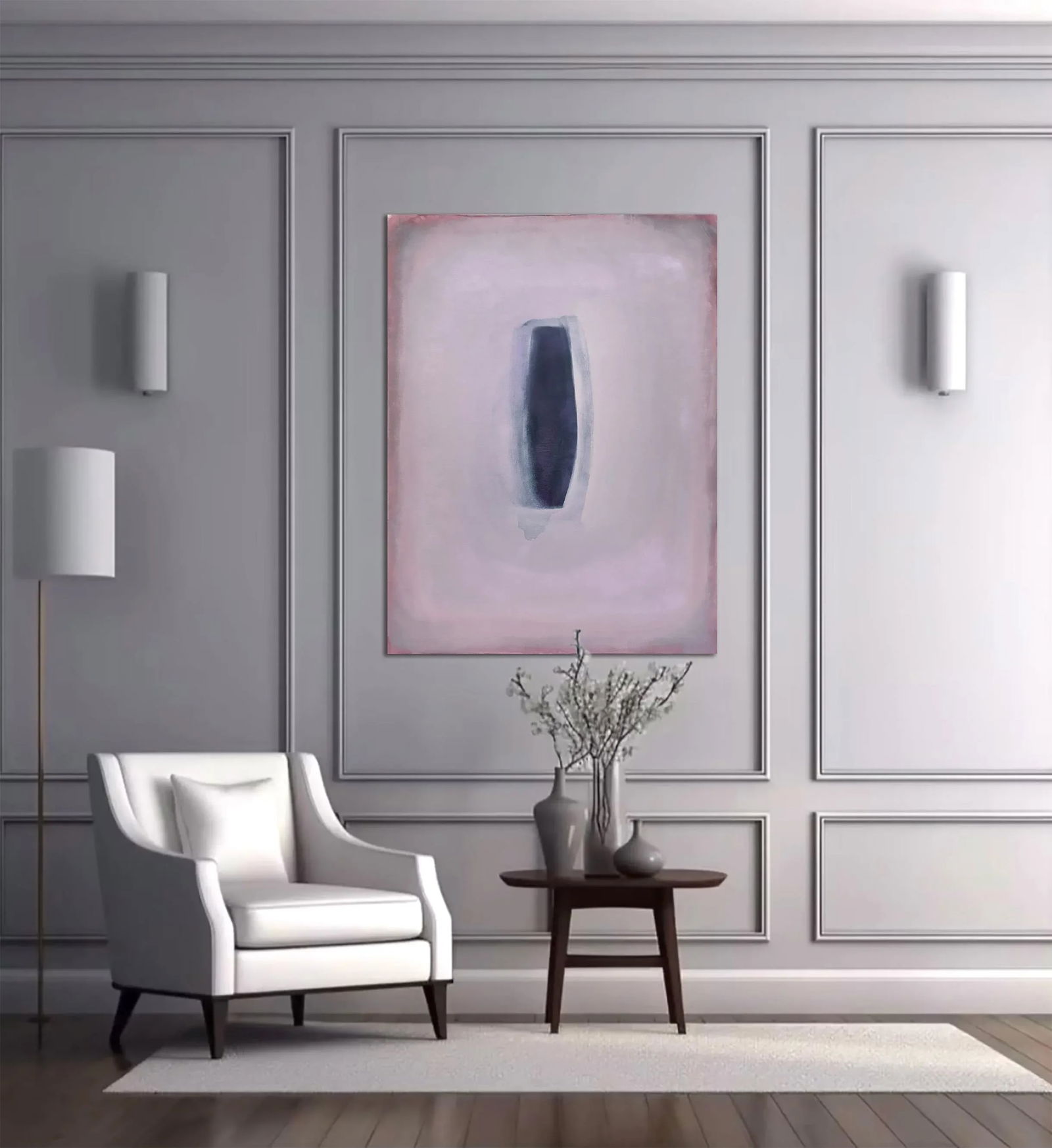 Conversation No.05 Dusty Mauve and Plum Minimalist Color Field Painting - 5