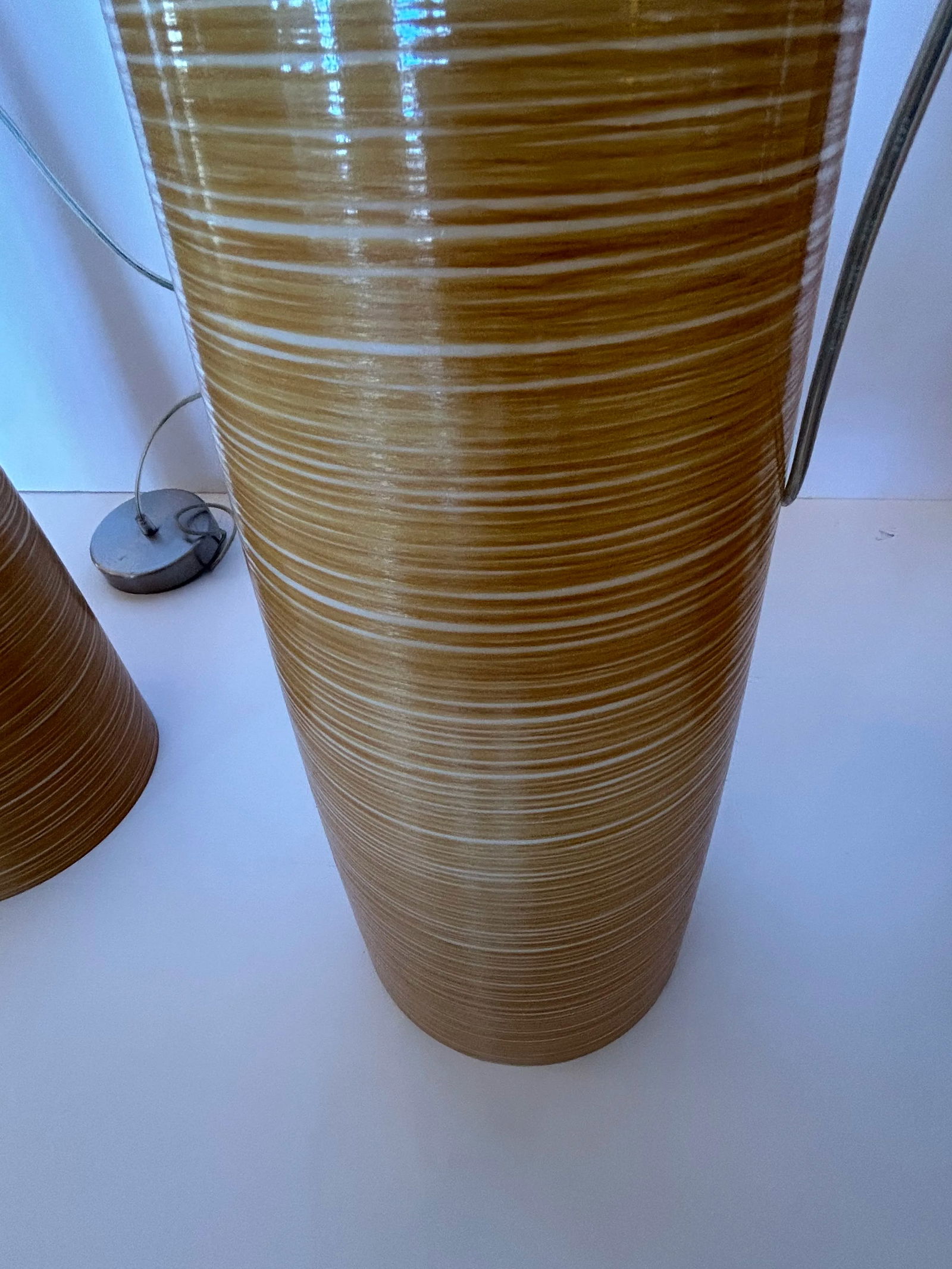 Foscarini Murano Sleek Gold & Cream Striated Fiberglass Large Pendants -Set of 3 - 6