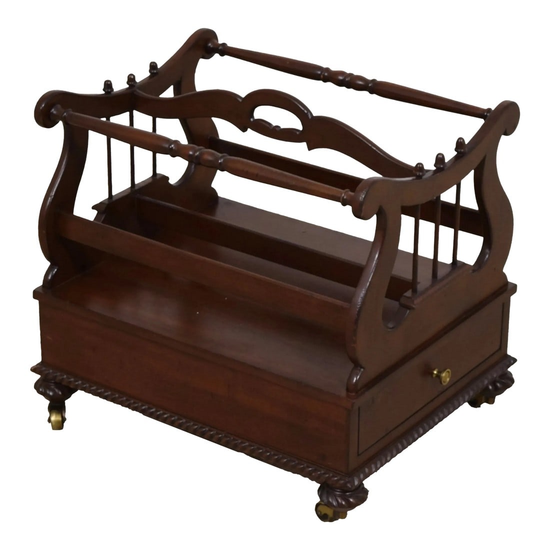Hickory Chair Co Winterthur Mahogany Canterbury Magazine Rack: Age: Approx: 15 Years Old Details: Factory Light Distressing Brass Caster Feet Dovetailed Drawer Construction Quality Construction American Regency Style Condition: Excellent Original Finish &