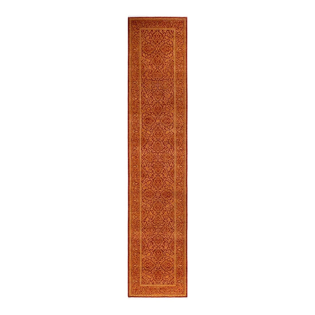 Mogul, One-of-a-Kind Hand-Knotted Runner Rug - Orange, 2' 6" x 12' 1": With understated palettes and allover designs, the rugs in the Mogul Collection will bring timeless sophistication to any room. Influenced by a spectrum of Turkish, Indian, and Persian designs, the