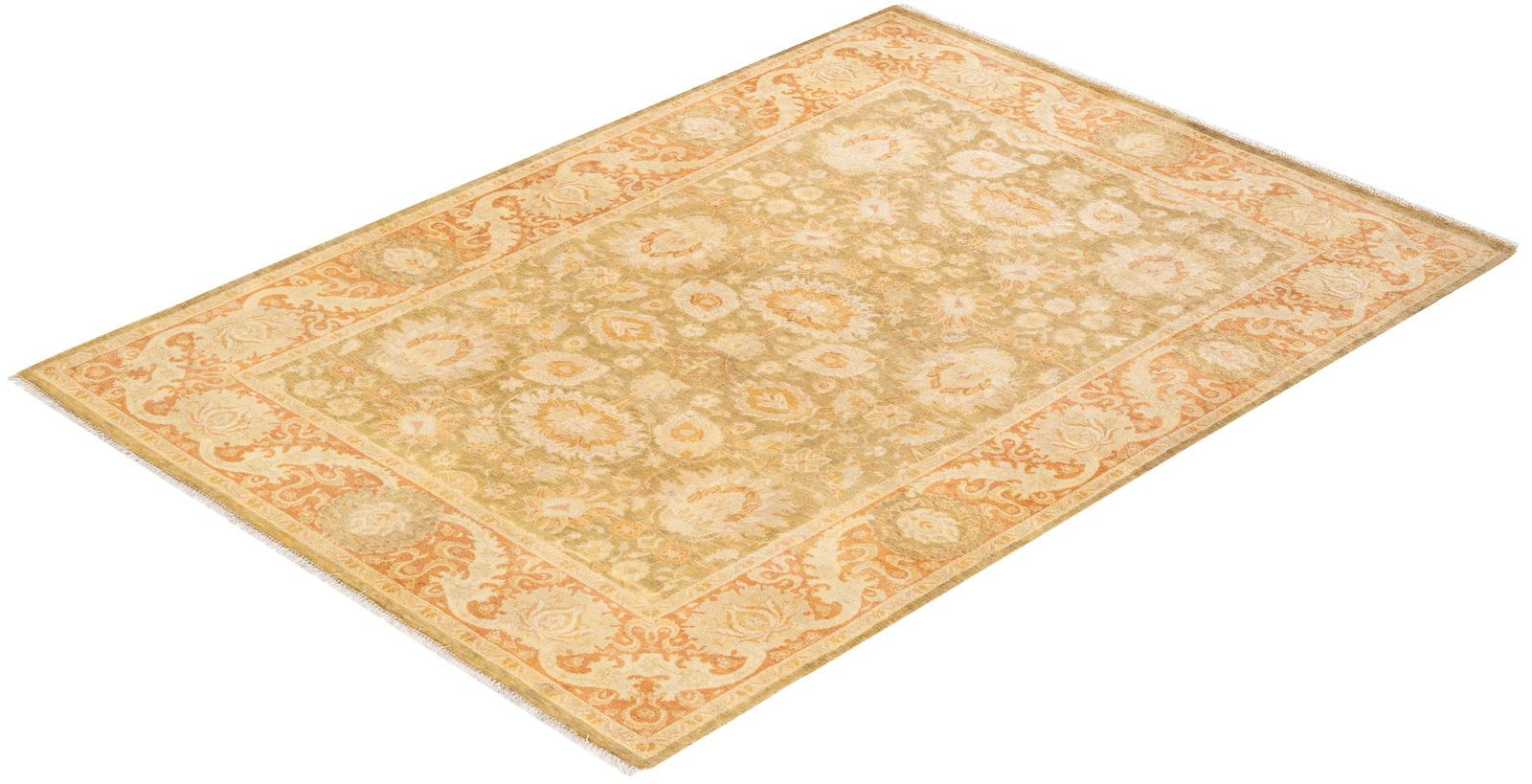 Mogul, One-of-a-Kind Hand-Knotted Area Rug - Green, 4' 7" x 6' 6" - 8