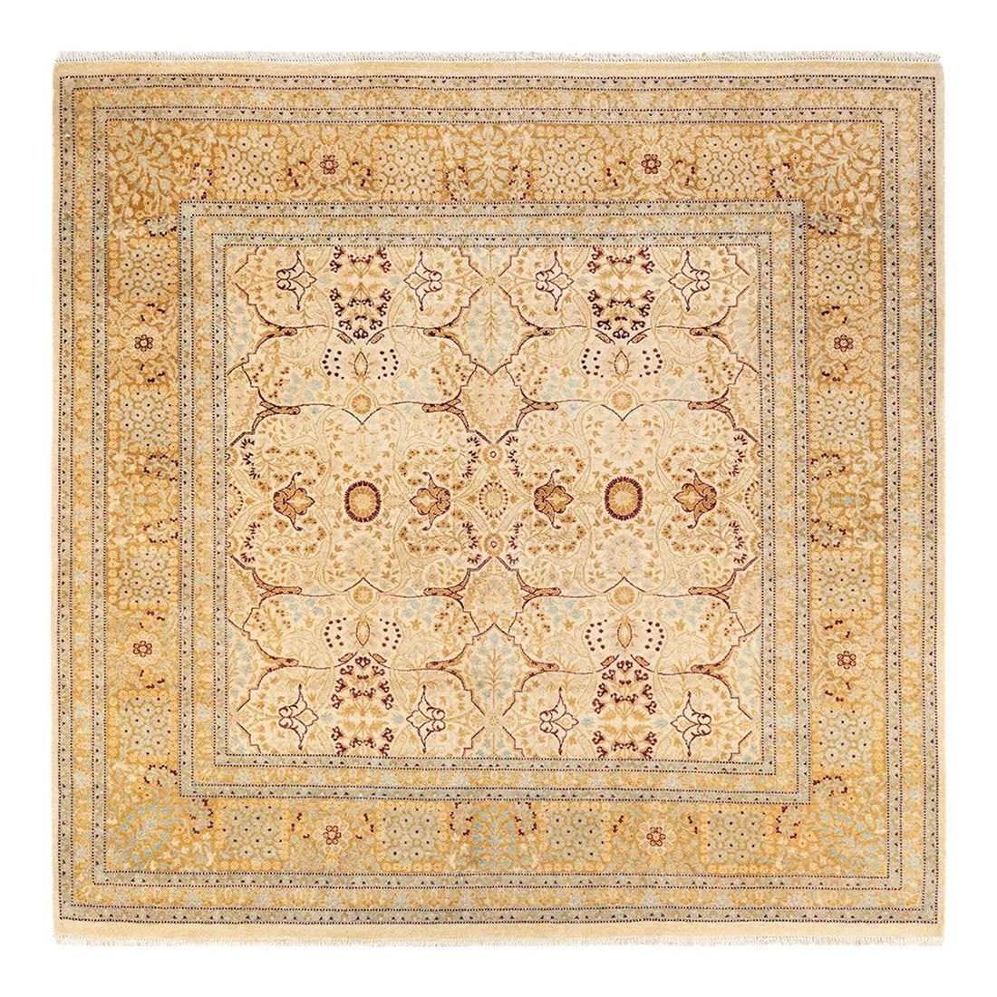 Mogul, One-of-a-Kind Hand-Knotted Area Rug - Ivory, 6' 1" x 6' 3": With understated palettes and allover designs, the rugs in the Mogul Collection will bring timeless sophistication to any room. Influenced by a spectrum of Turkish, Indian, and Persian designs, the ar