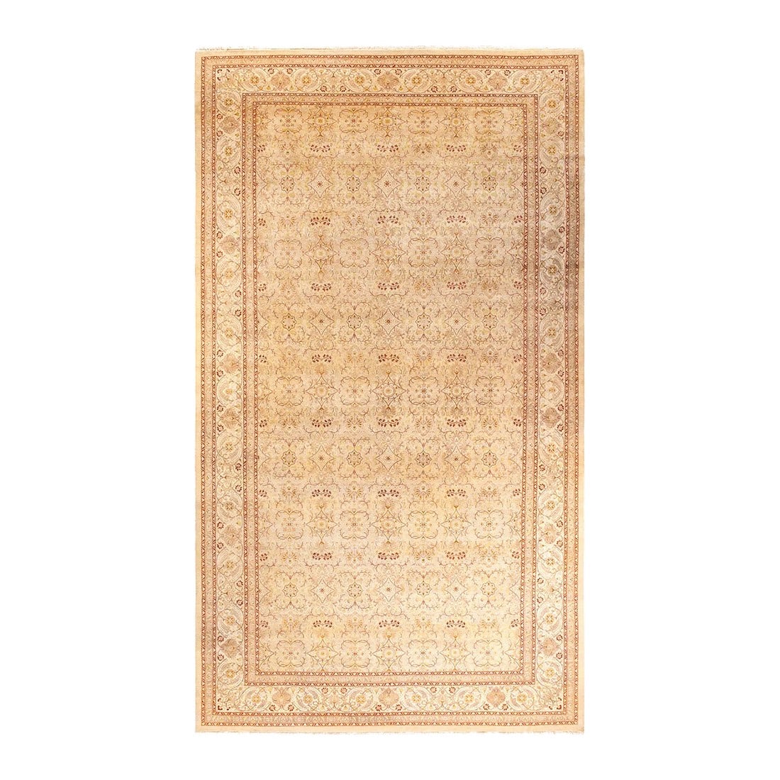 Mogul, One-of-a-Kind Hand-Knotted Runner Rug - Ivory, 9' 0" x 16' 2": With understated palettes and allover designs, the rugs in the Mogul Collection will bring timeless sophistication to any room. Influenced by a spectrum of Turkish, Indian, and Persian designs, the ar