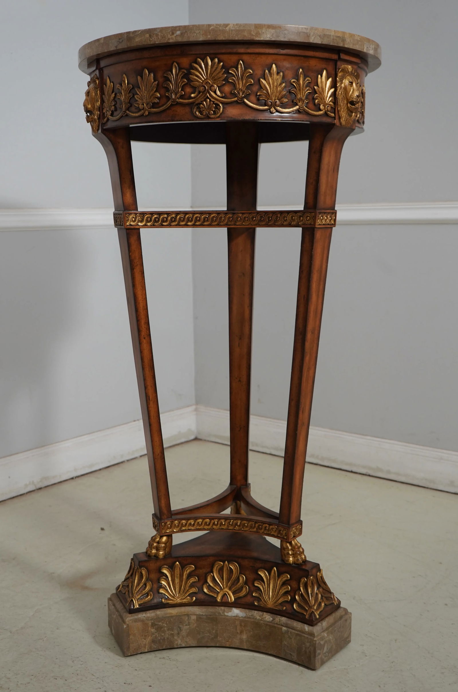 Maitland Smith Neoclassical Marble Top Pedestal - 2