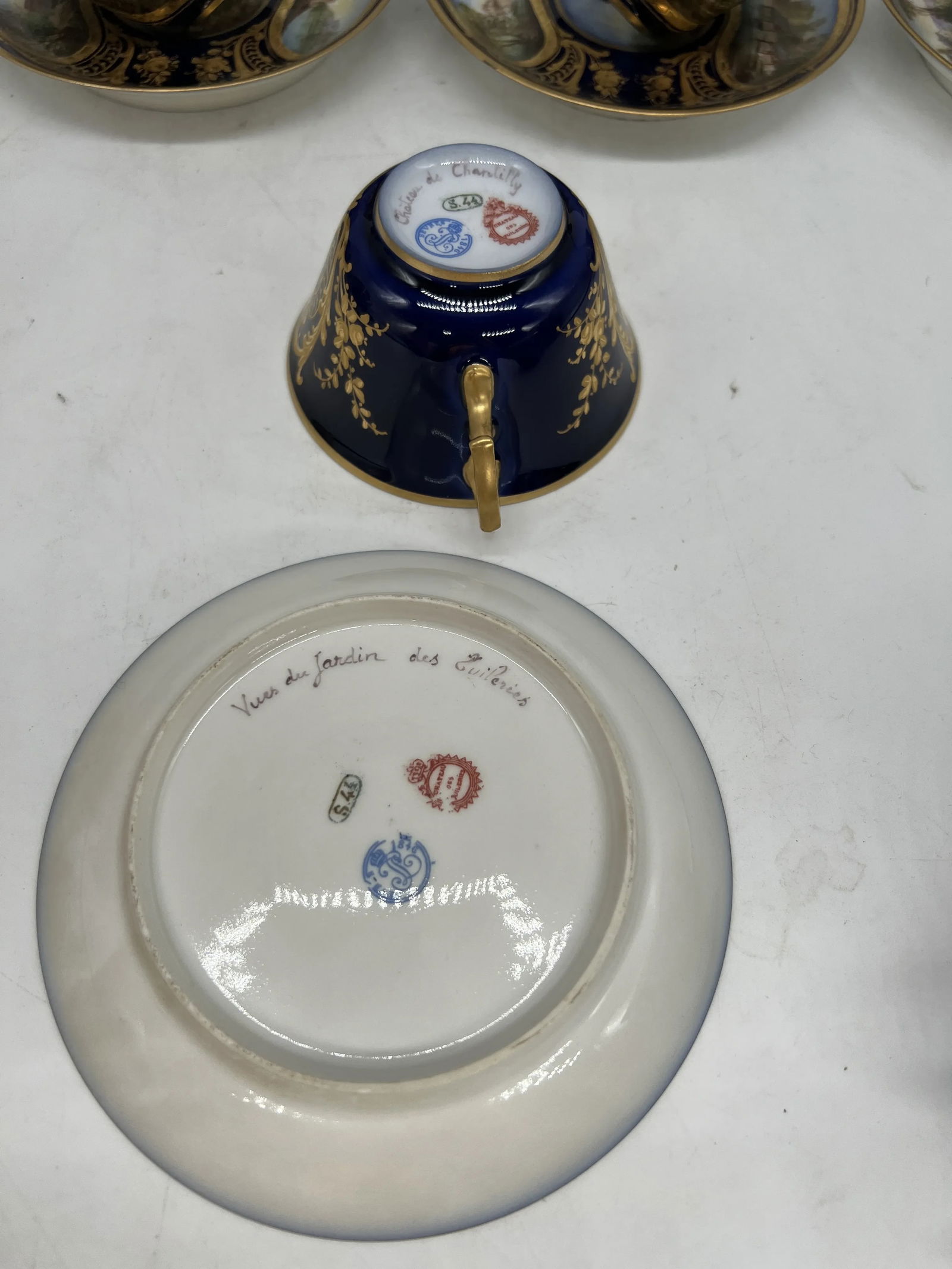 Phenomenal 12 Sevres 19th C, Chateau Des Tuileries 1846 Chateau Scene Cup Saucer - 10