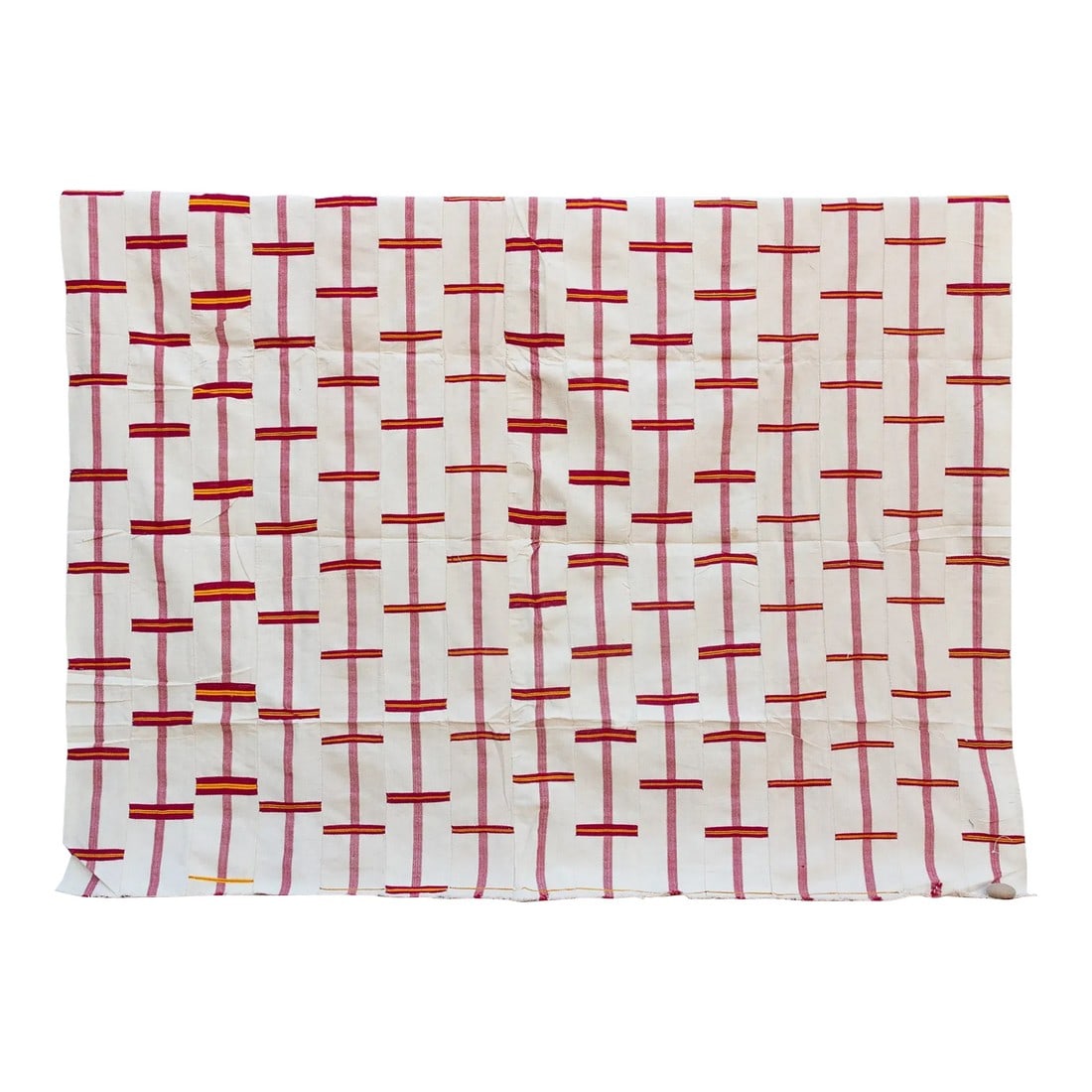 White & Red Vintage Heirloom Kente (1 of 7)