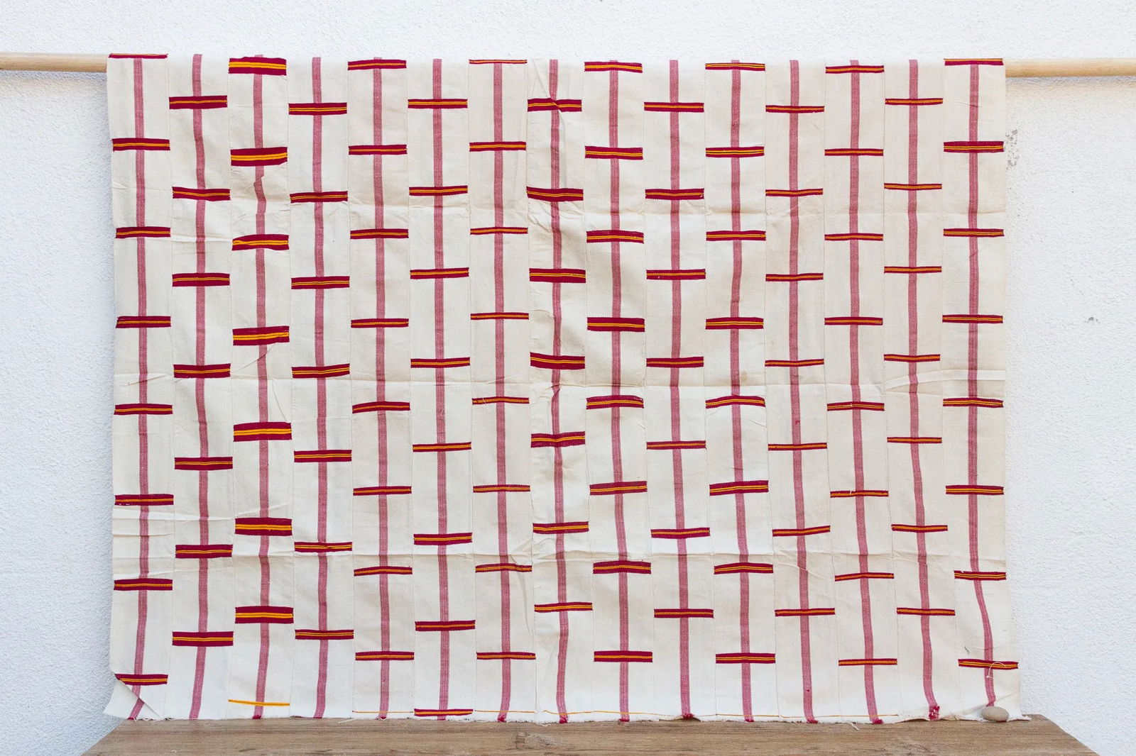 White & Red Vintage Heirloom Kente - 3