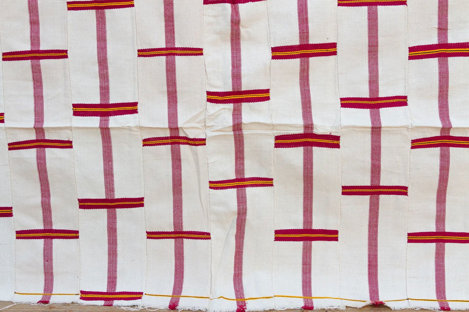 White & Red Vintage Heirloom Kente - 4