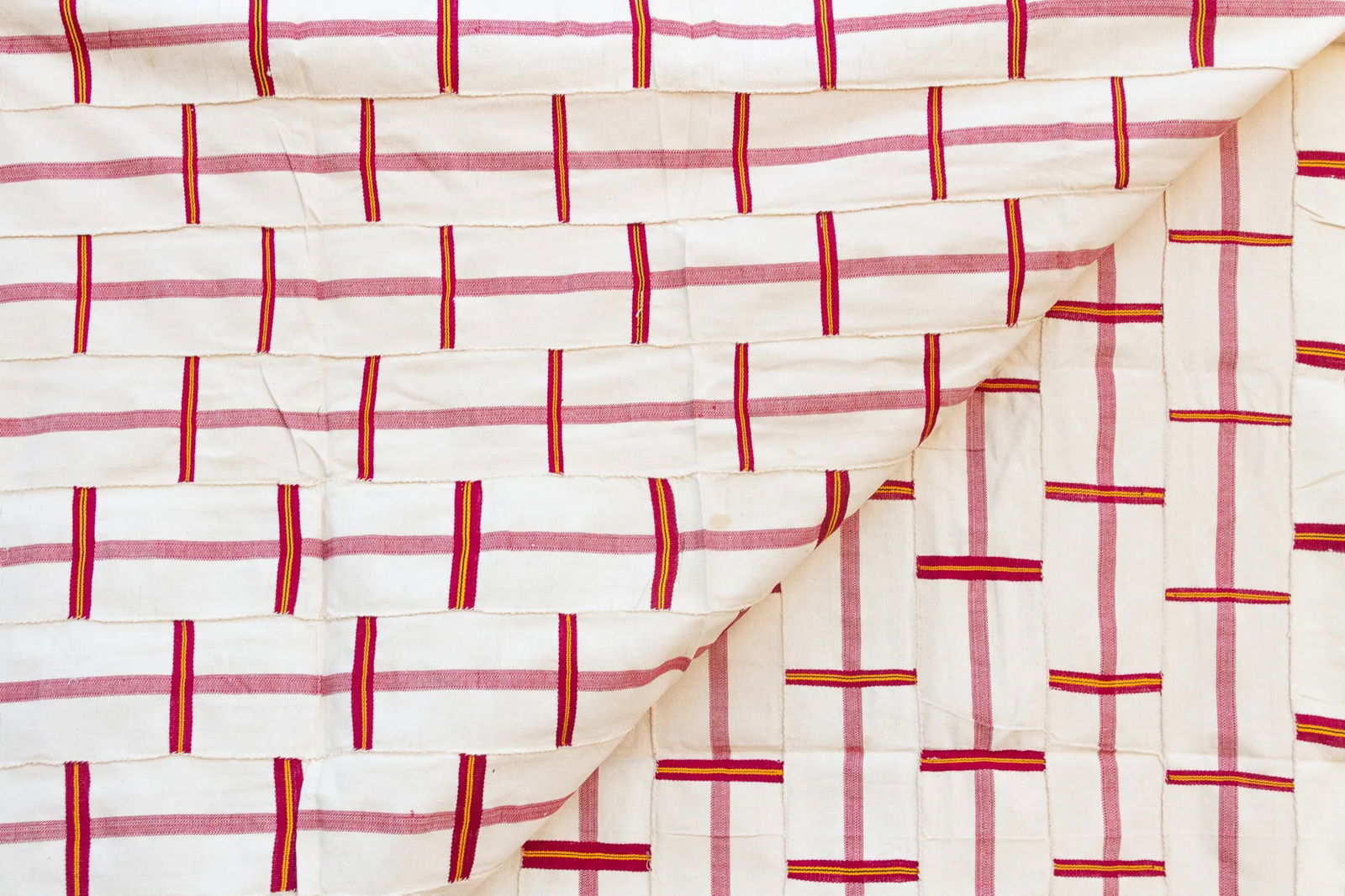 White & Red Vintage Heirloom Kente - 5
