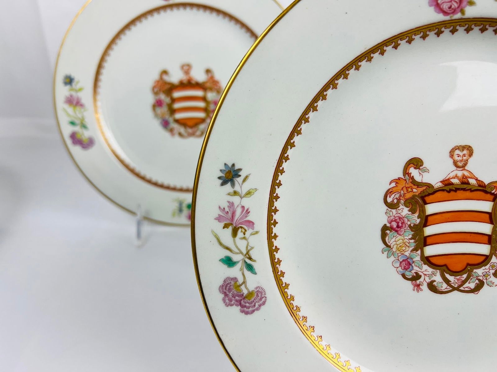 Pair, Early 19th Century Davenport Armorial Porcelain 9" Plates - 2
