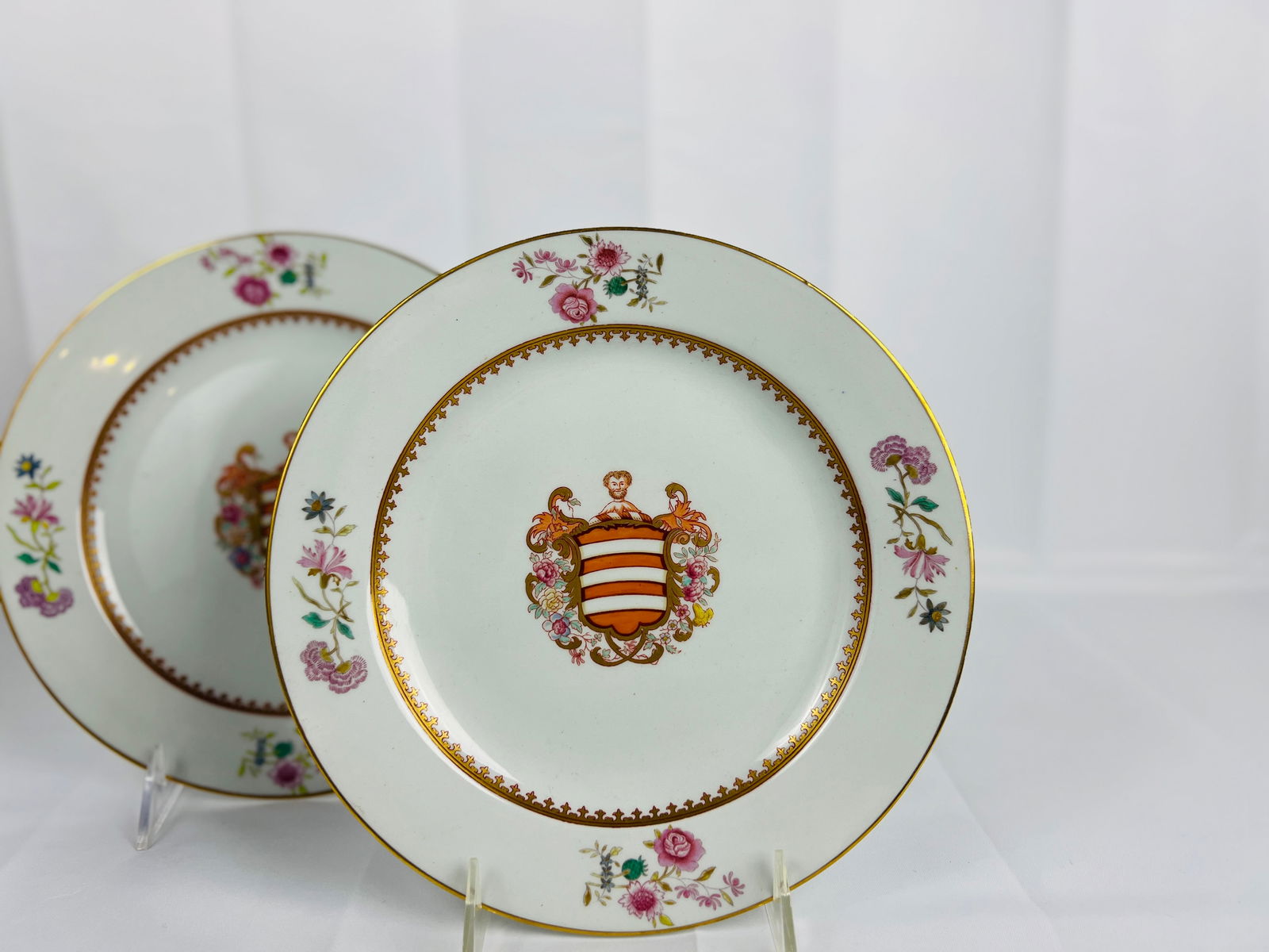 Pair, Early 19th Century Davenport Armorial Porcelain 9" Plates - 4