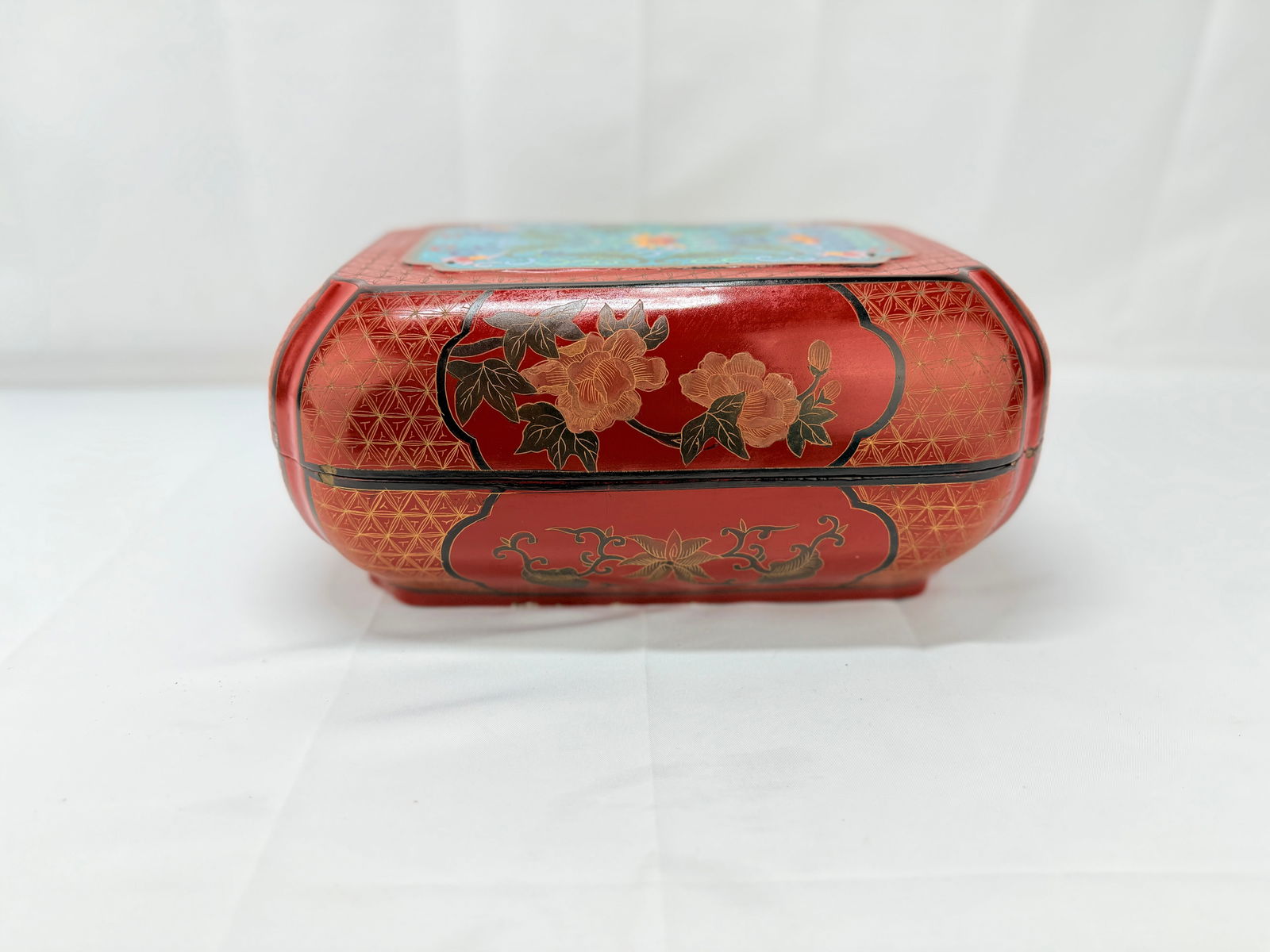 Chinese Cloisonne Mounted Red & Black Lacquer Box - 5