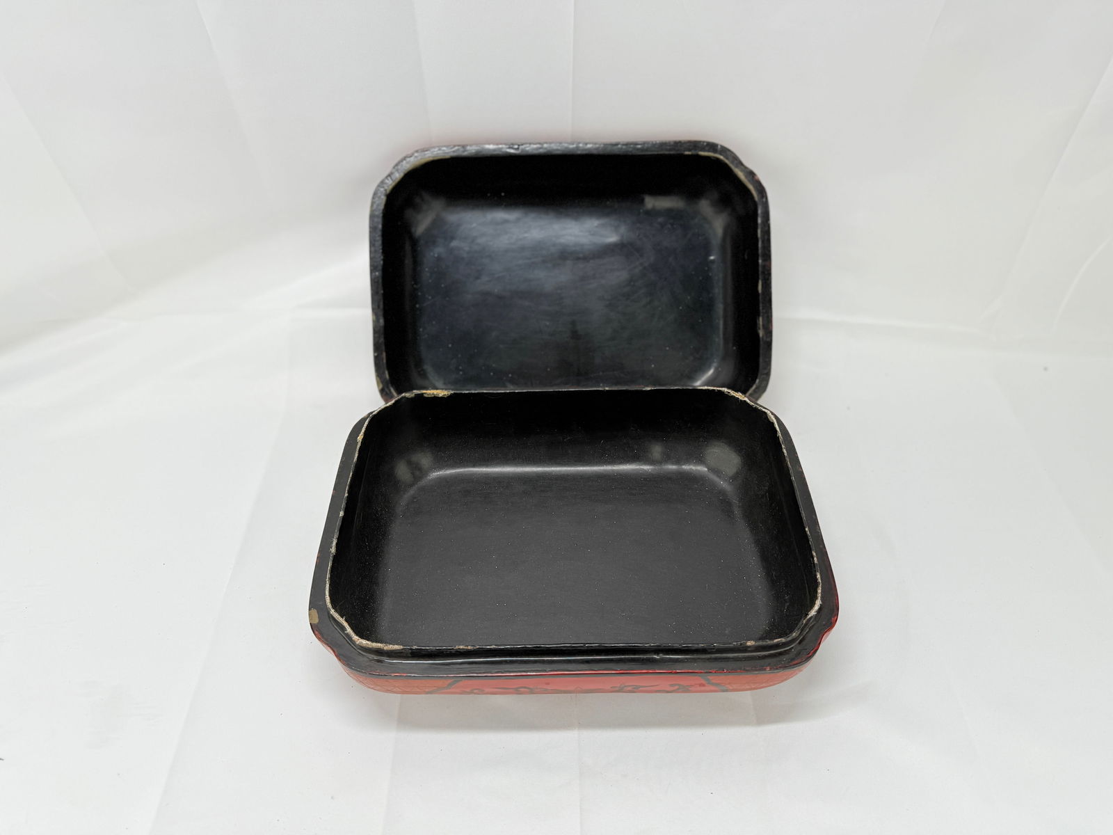 Chinese Cloisonne Mounted Red & Black Lacquer Box - 7