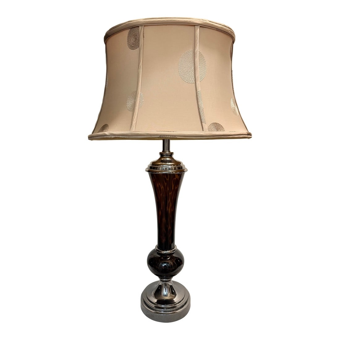Stunning Vintage Late Twentieth Century Amber Faux Tortoise Shell Table Lamp: Illuminate your space with this stunning late twentieth century contemporary faux tortoise shell table lamp, a perfect blend of style and functionality. This eye-catching lamp features a beautifully