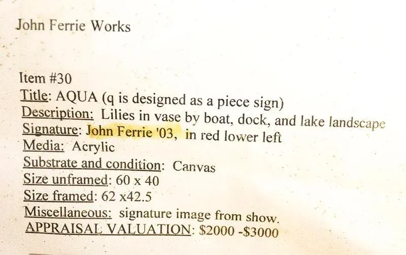 John Ferrie Mid-Century Painting Titled Aqua - Lilies in Vase - 11