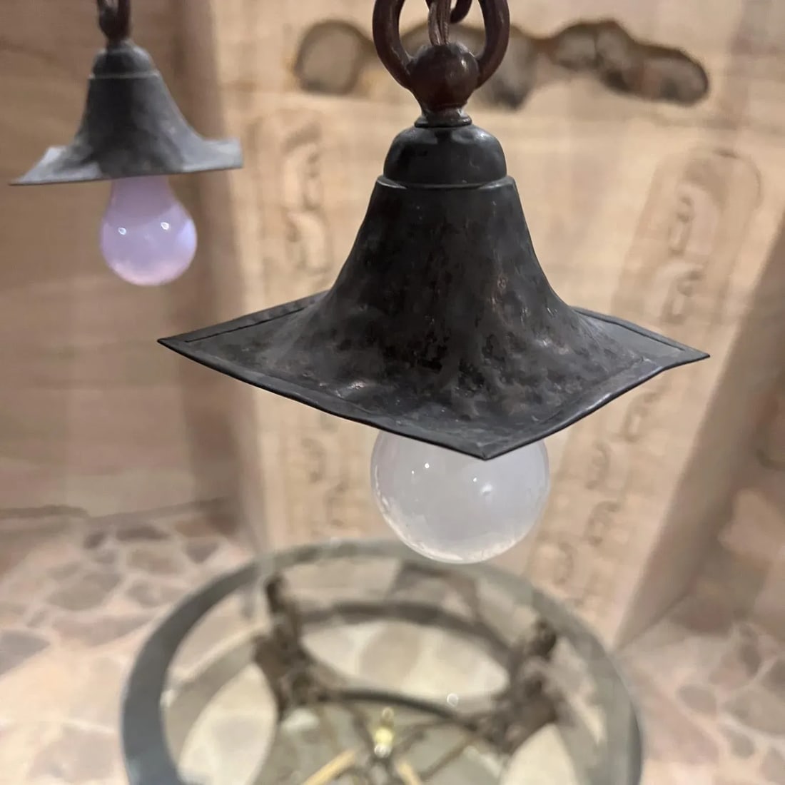 1930s Mission Chandelier Hammered Solid Brass Mexico - 4