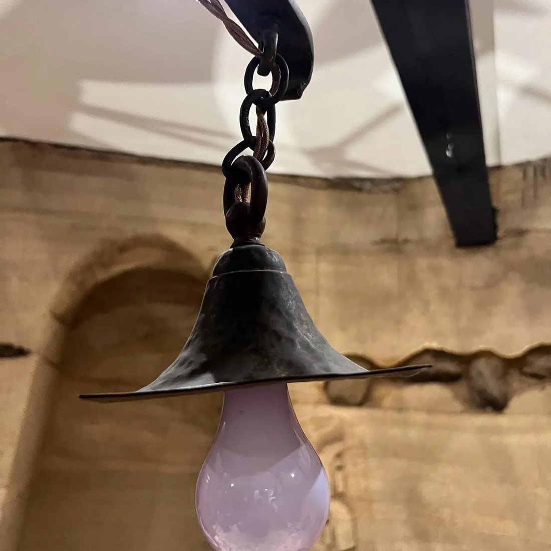 1930s Mission Chandelier Hammered Solid Brass Mexico - 8