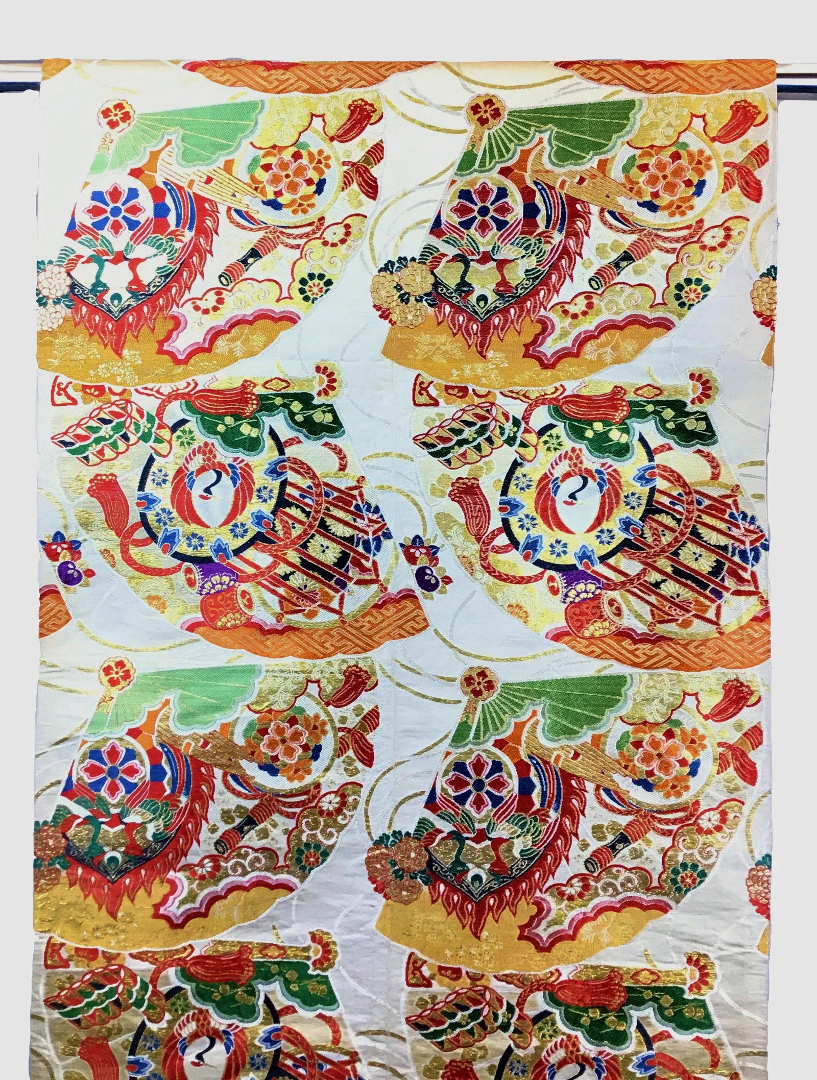 Vintage Pure Silk Jacquard Woven Fabric for Japanese Kimono - 10