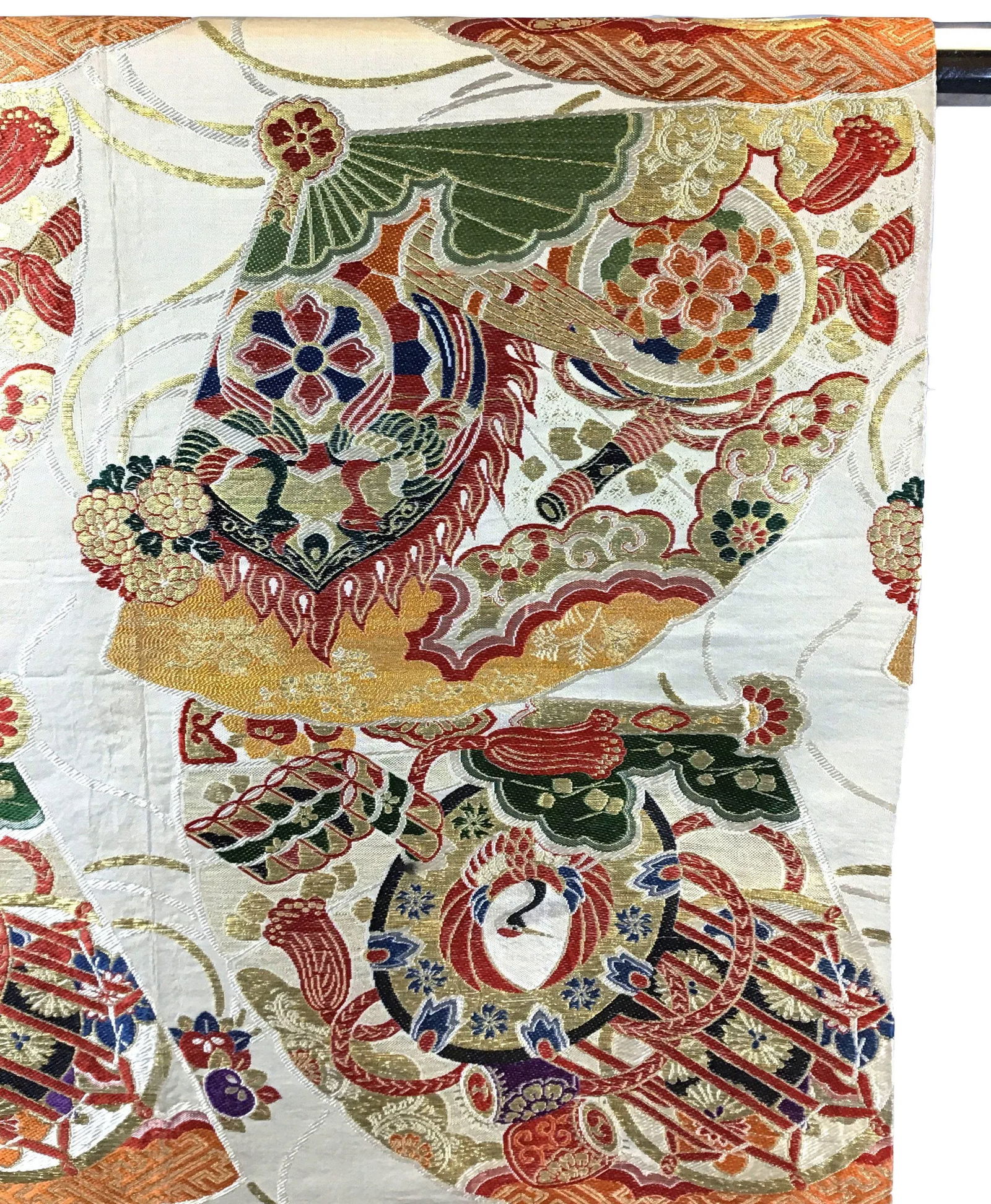 Vintage Pure Silk Jacquard Woven Fabric for Japanese Kimono - 2