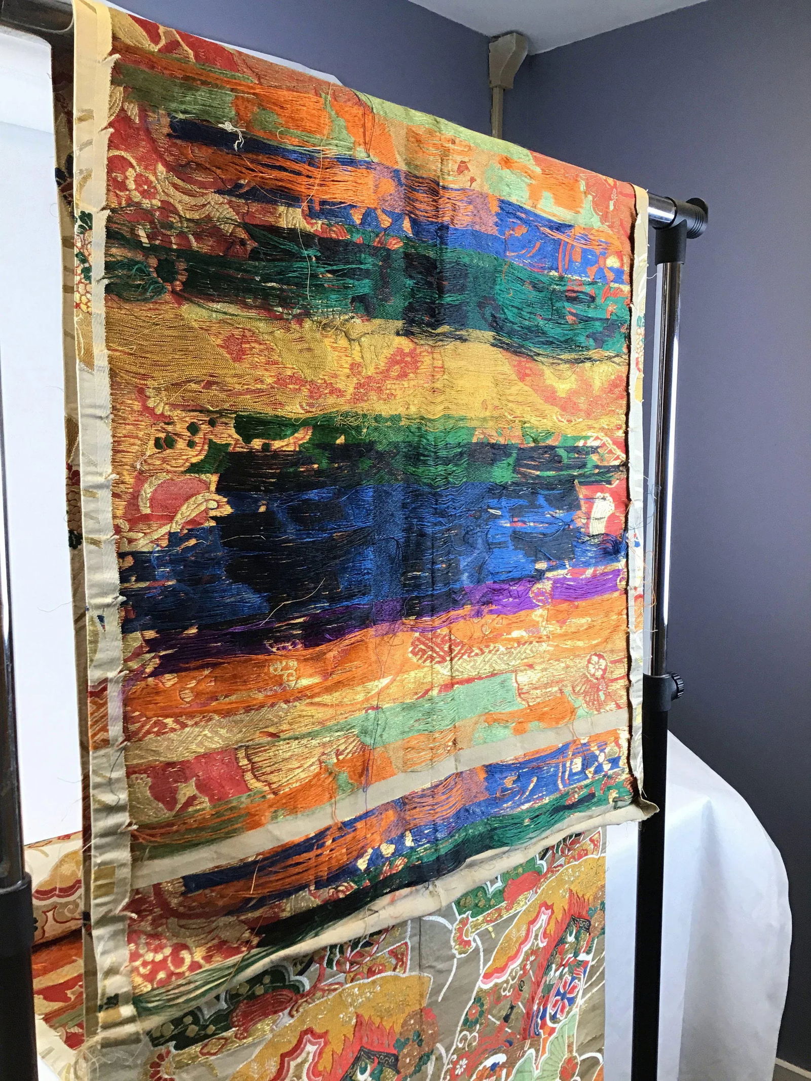 Vintage Pure Silk Jacquard Woven Fabric for Japanese Kimono - 3