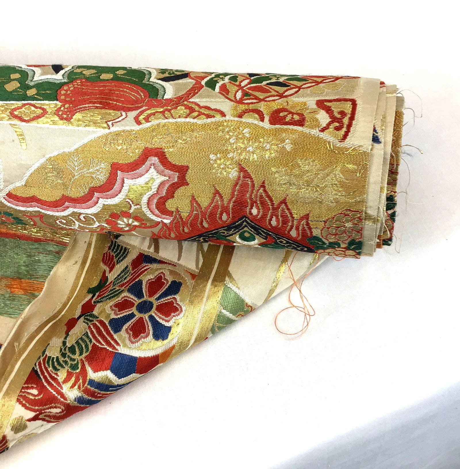 Vintage Pure Silk Jacquard Woven Fabric for Japanese Kimono - 4