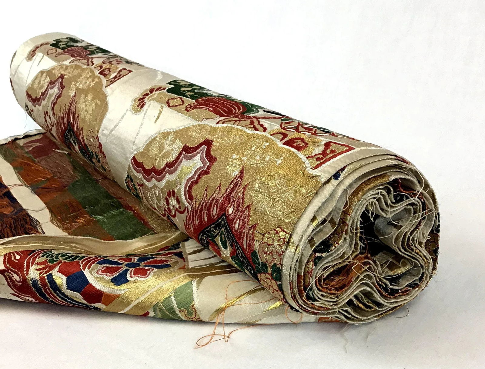 Vintage Pure Silk Jacquard Woven Fabric for Japanese Kimono - 6