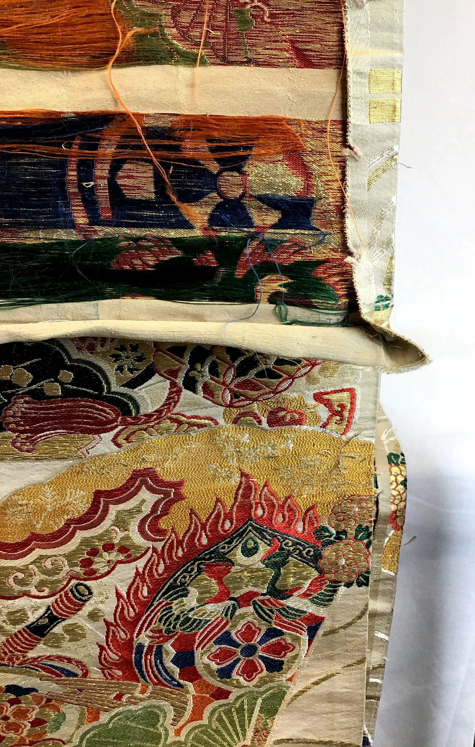 Vintage Pure Silk Jacquard Woven Fabric for Japanese Kimono - 9