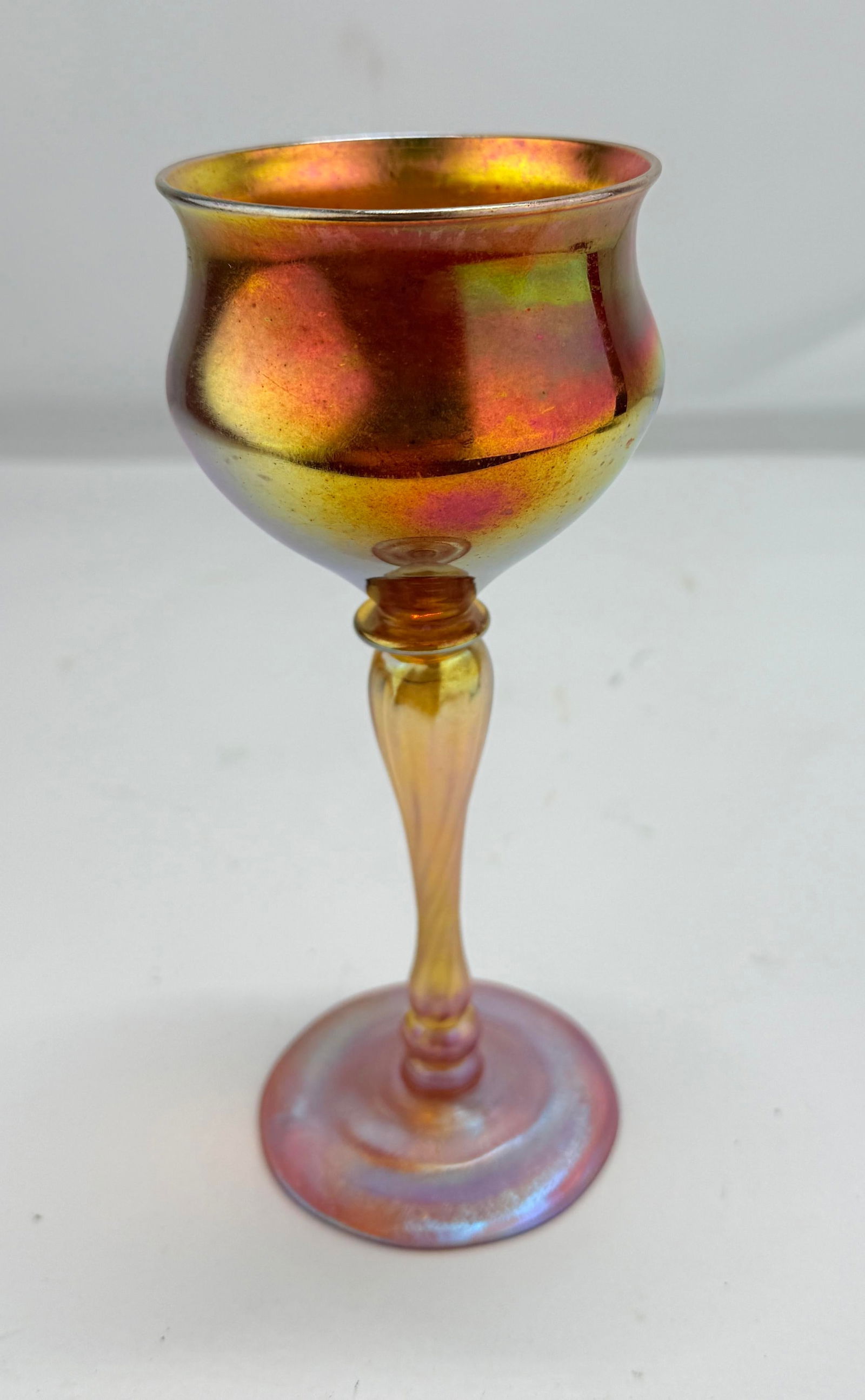 Louis Comfort Tiffany, Favrile Art Glass Goblet Lct Marked - 2