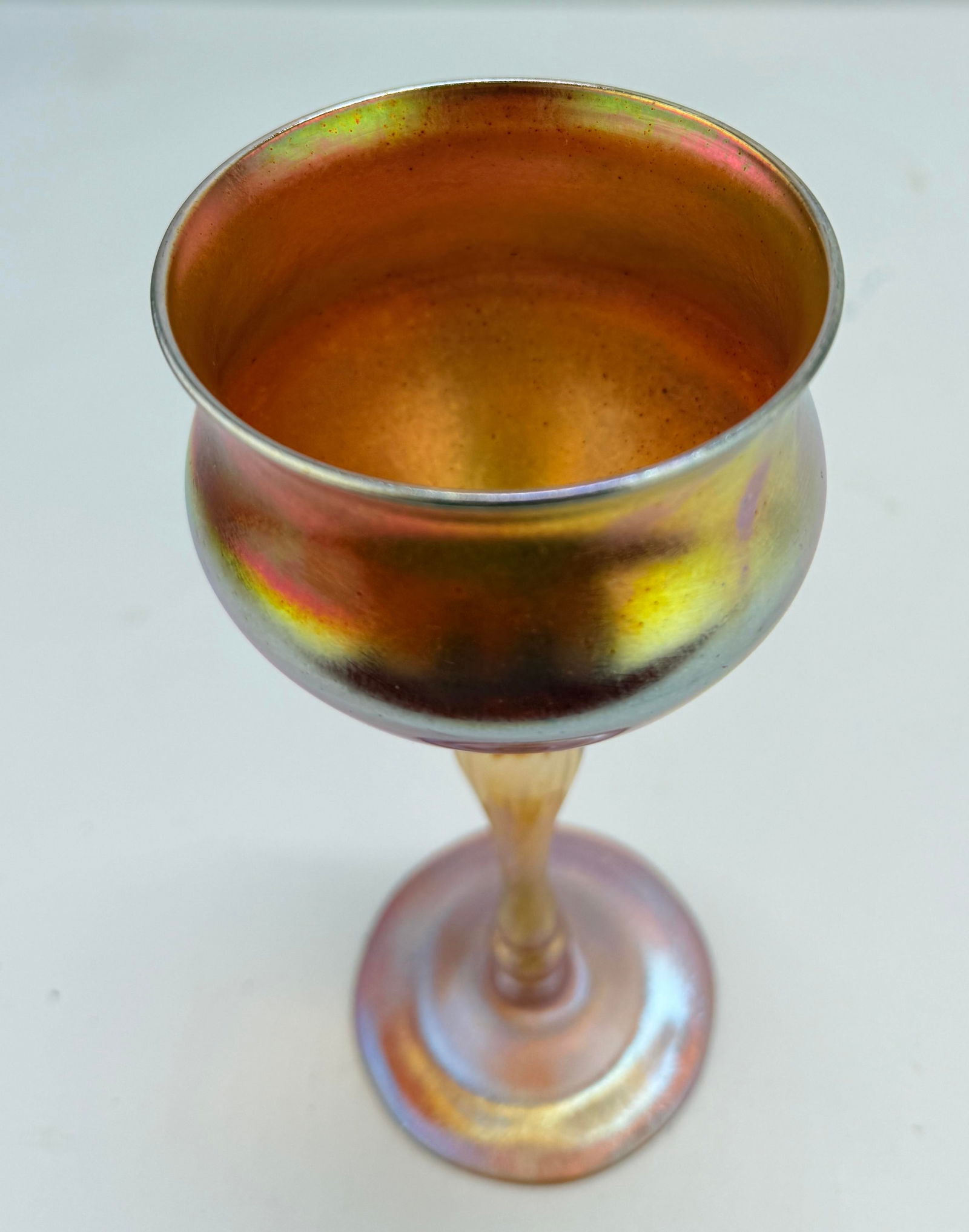 Louis Comfort Tiffany, Favrile Art Glass Goblet Lct Marked - 3