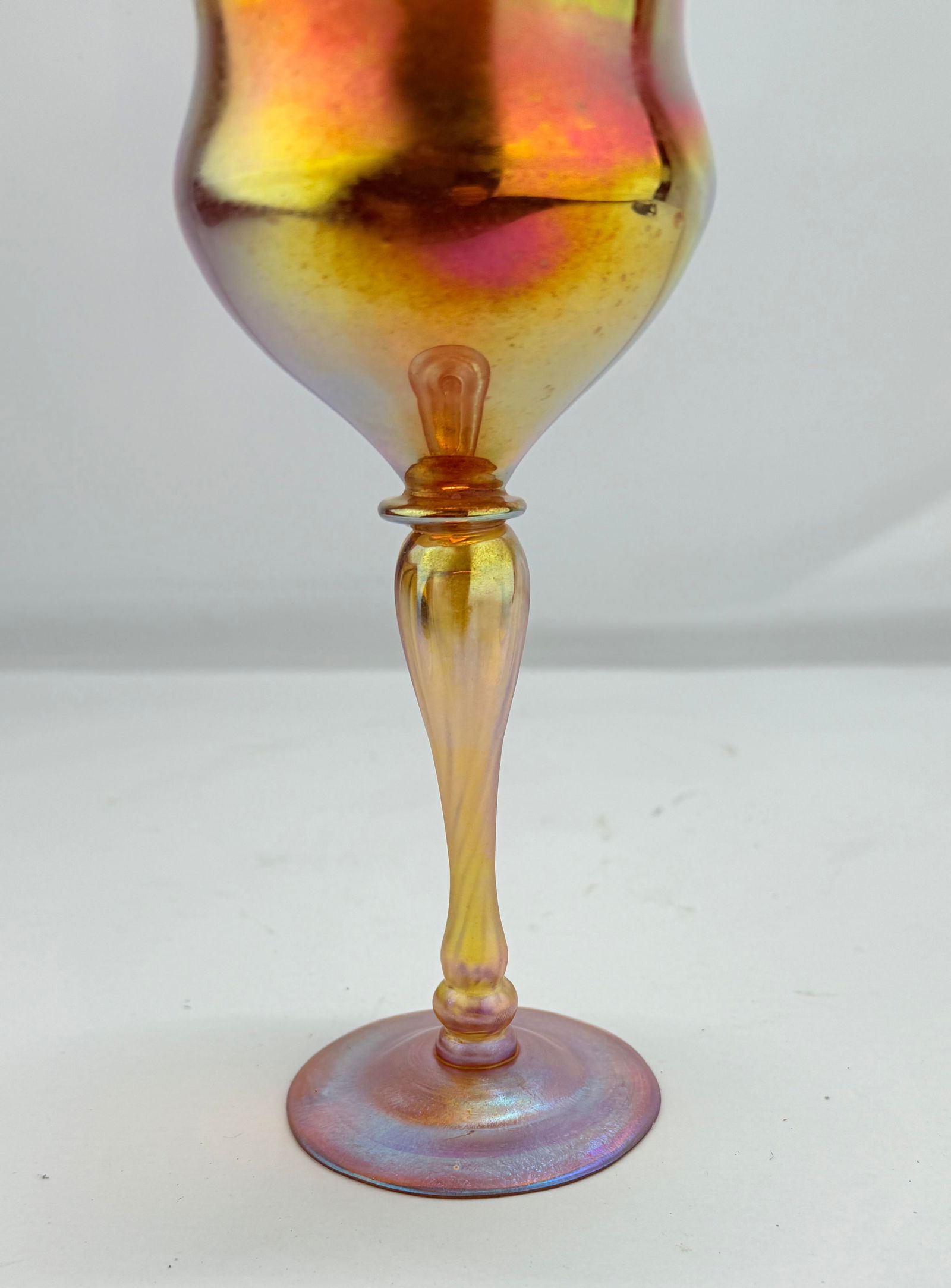 Louis Comfort Tiffany, Favrile Art Glass Goblet Lct Marked - 4