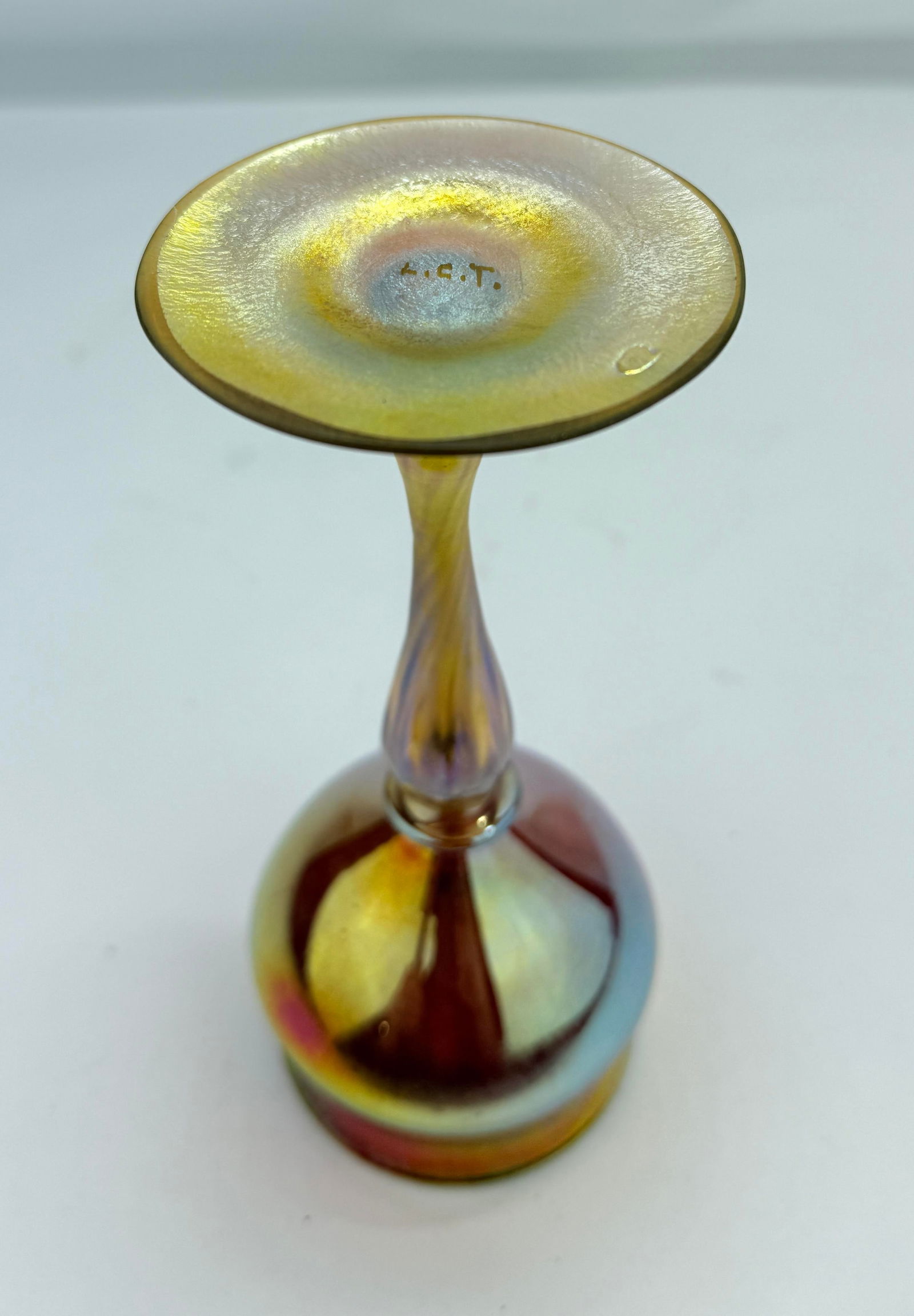 Louis Comfort Tiffany, Favrile Art Glass Goblet Lct Marked - 5