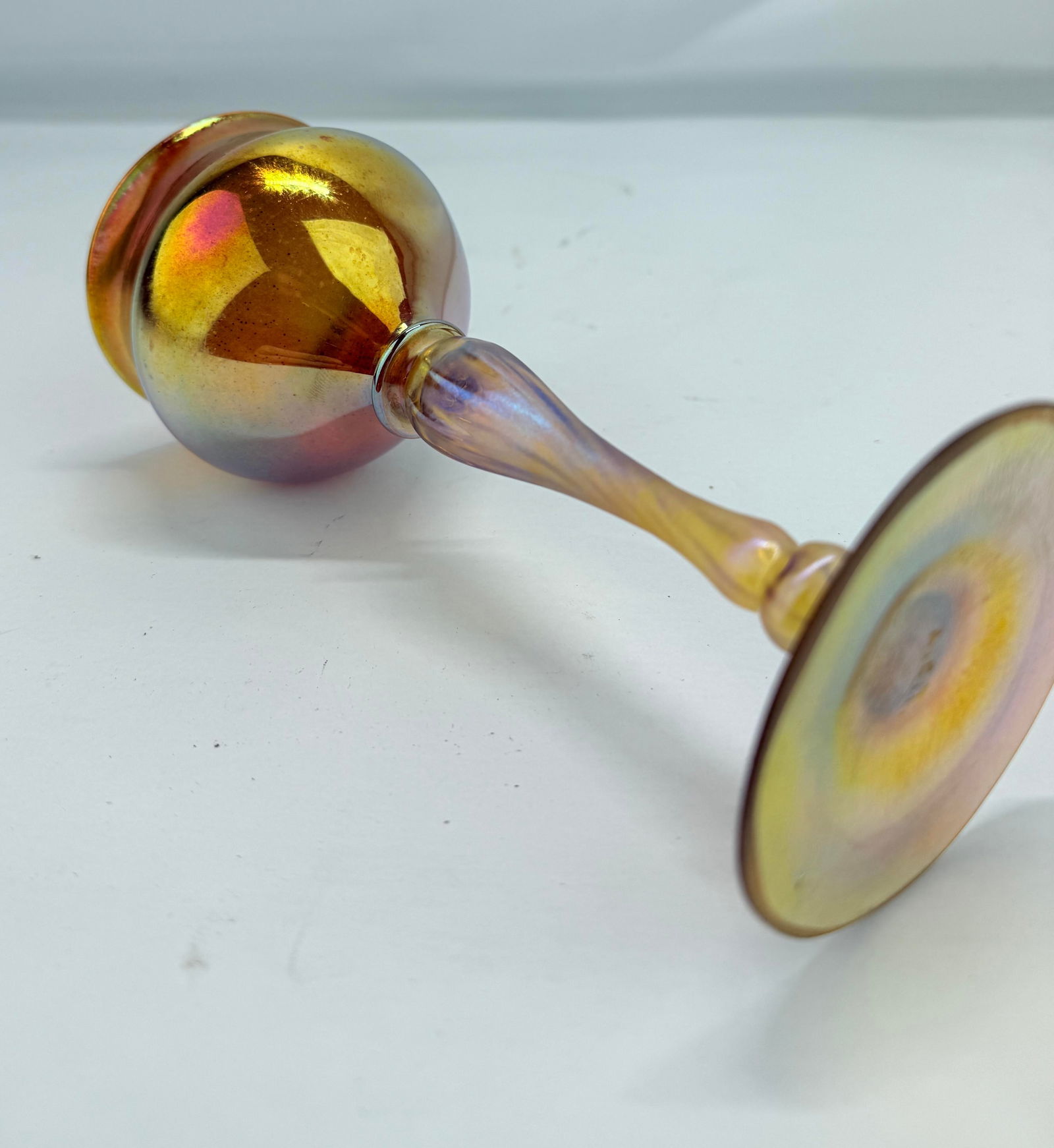 Louis Comfort Tiffany, Favrile Art Glass Goblet Lct Marked - 6