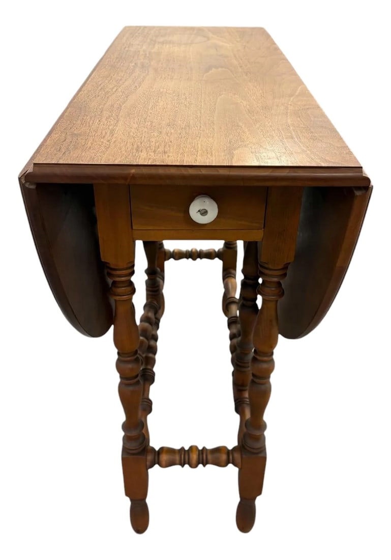 William and Mary Style Drop Leaf Gate Leg Table With Drawer (1 of 12)
