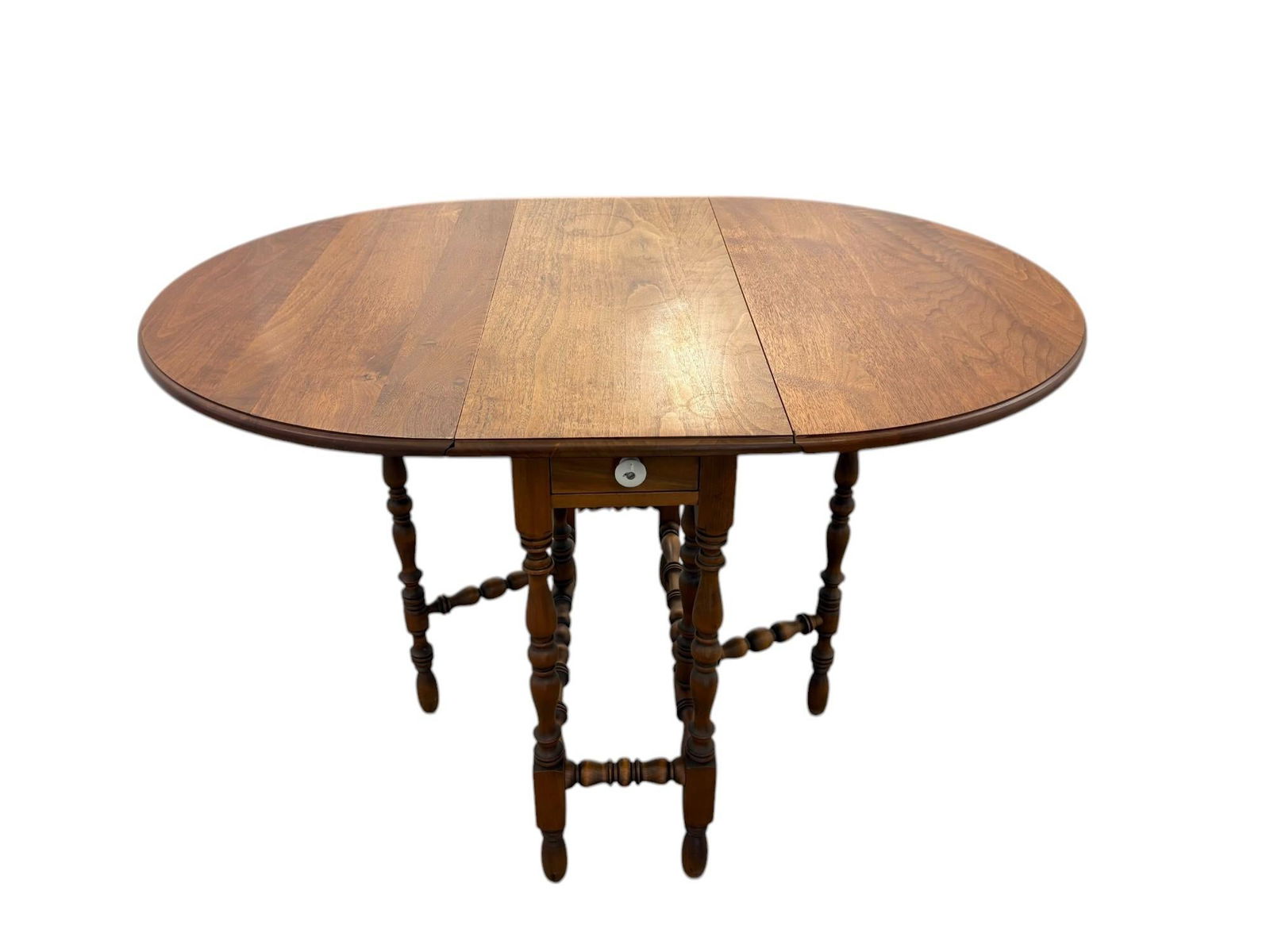 William and Mary Style Drop Leaf Gate Leg Table With Drawer - 2