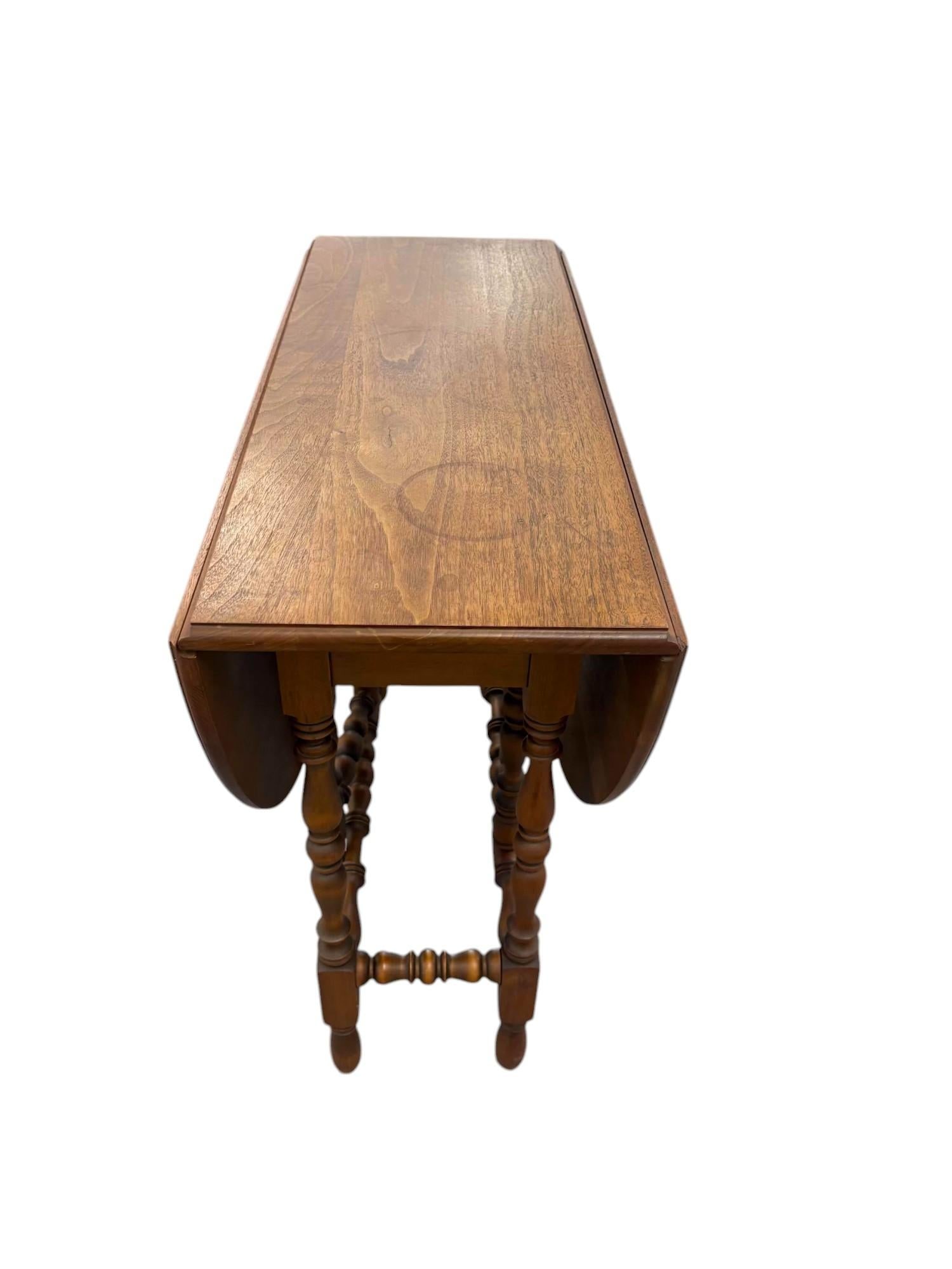 William and Mary Style Drop Leaf Gate Leg Table With Drawer - 5